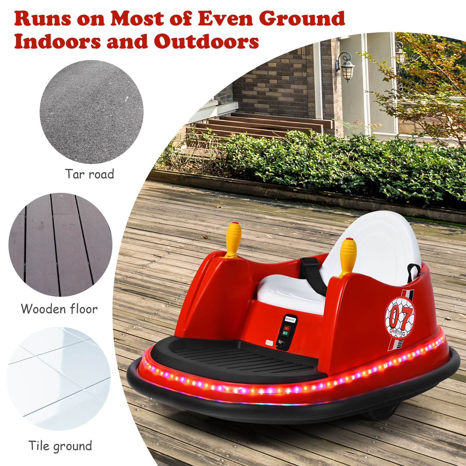 6V Vehicle 360° Spin Race Toy Kids Ride On Bumper Car w/ Remote Control Red