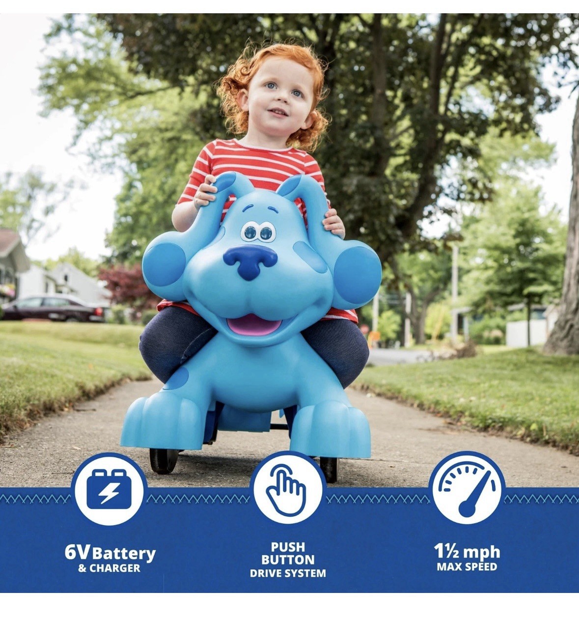 6V Rideamals Blue’s Clues Snack Time Interactive Ride-On Toy, for Ages 18-30 Mon