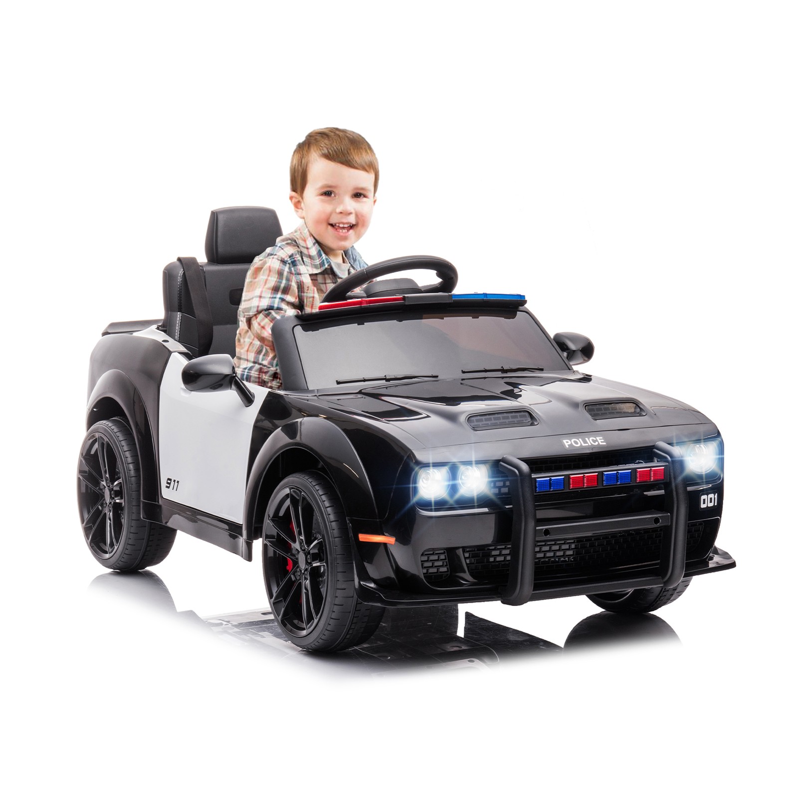 12V Ride-On Police Car Dodge Licensed, Remote Control, 3 Speeds, MP3,Safe Design