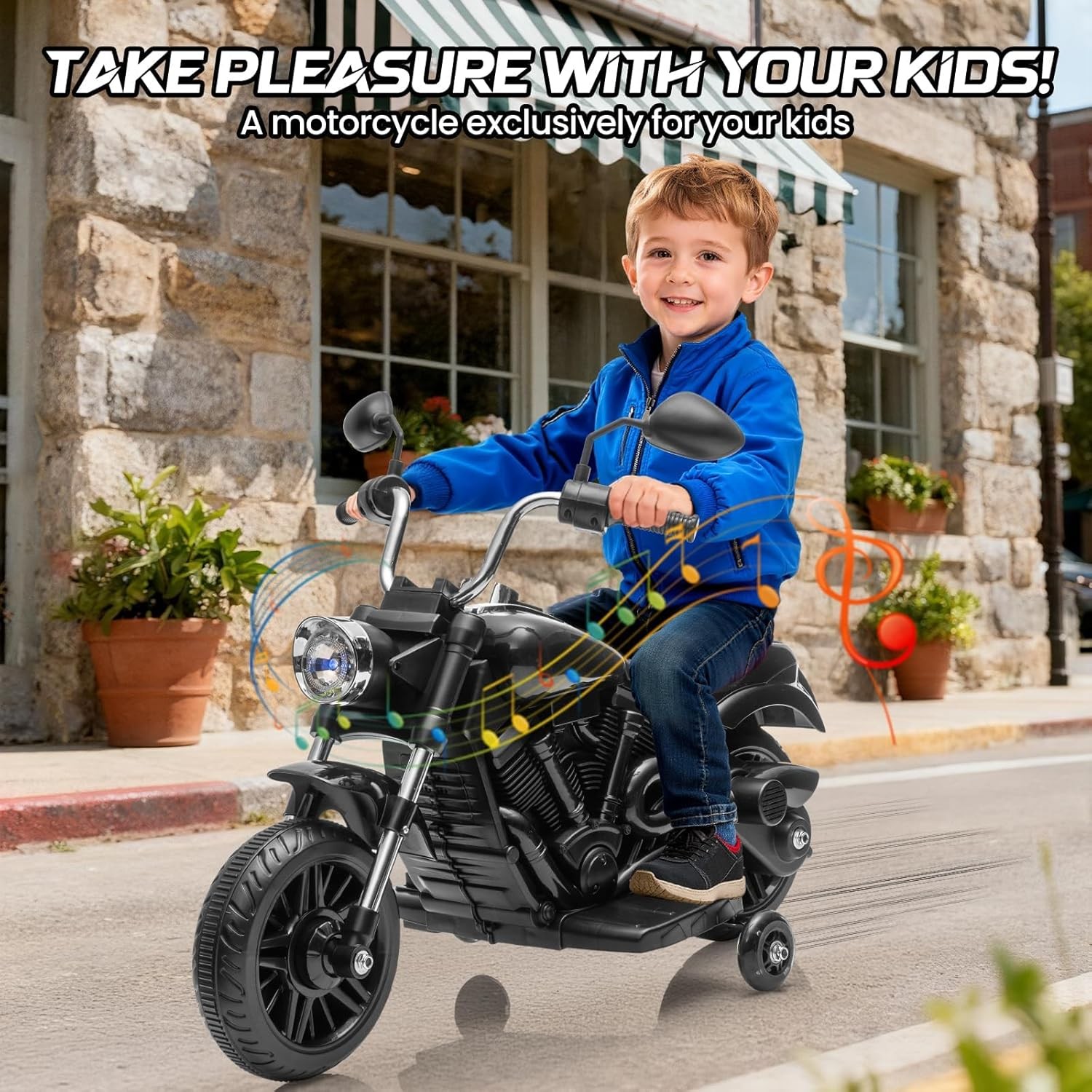 Kids Electric Motorcycle w/ Detachable Training Wheels,Ride on Toy for Ages 3-5