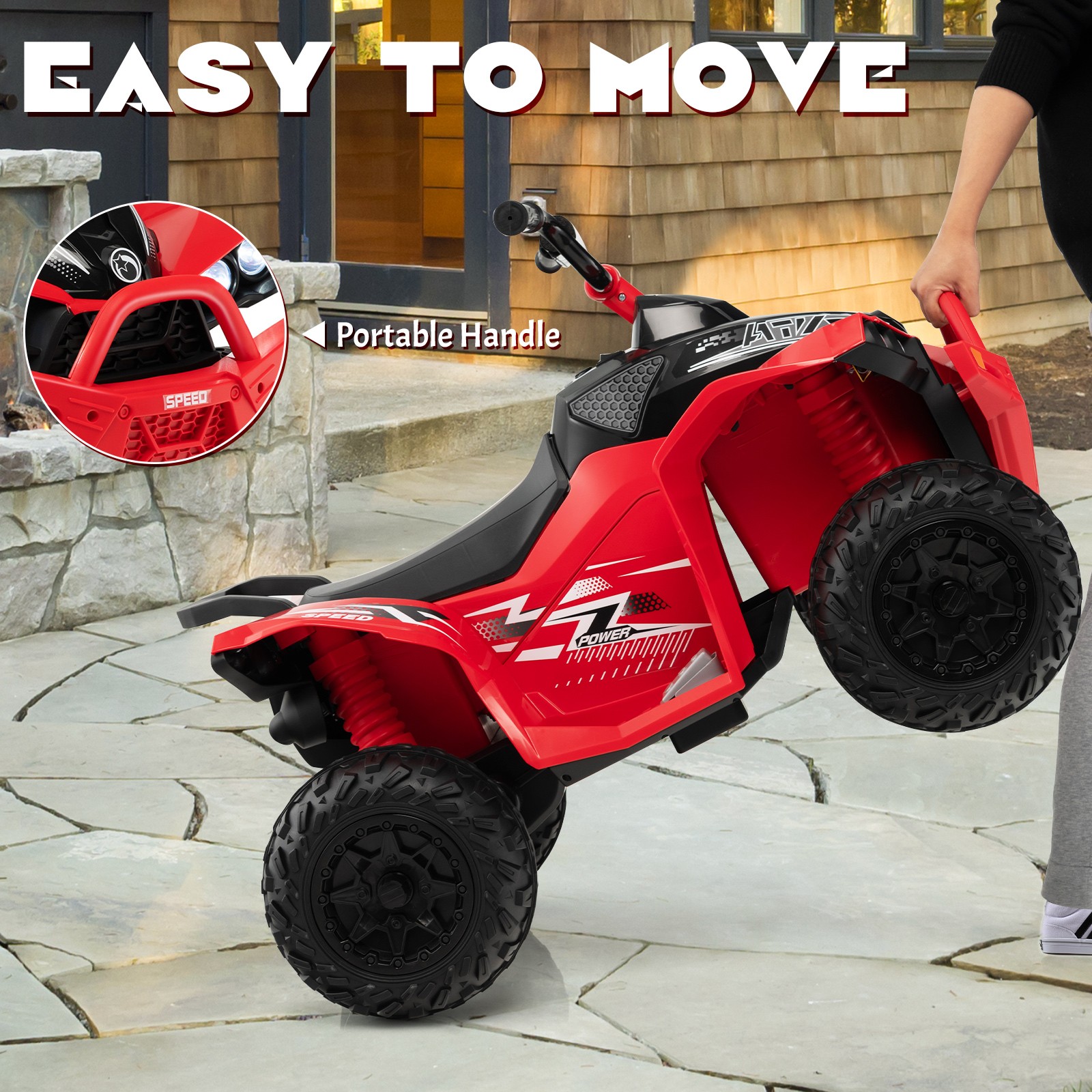 12V Battery Powered Kids Ride-on ATV w/ Bright Headlights & Built-in Music Red