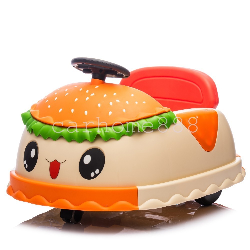 12V Kids Ride On Electric Bumper Car W/Parents Control, Cute Realistic Hamburger