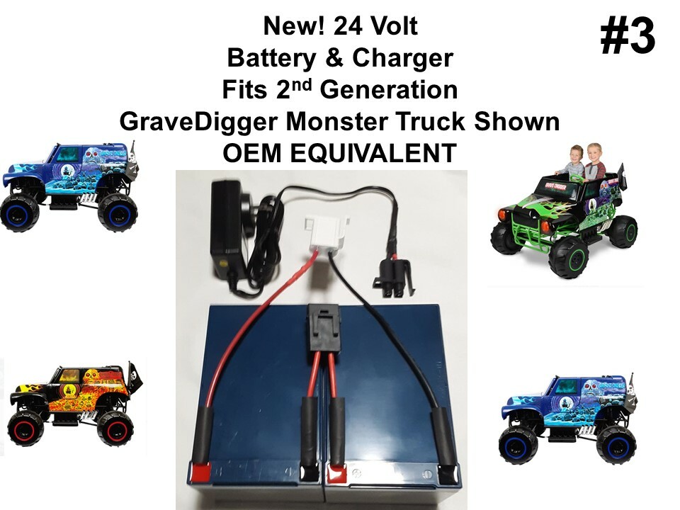 24V VOLT Battery & Charger for Grave Digger Power Wheels Toy Gravedigger Ver. #3