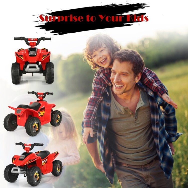 6V Battery Powered Kids Ride On Electric ATV Car Gift Toddler w/ 4 Large Wheels