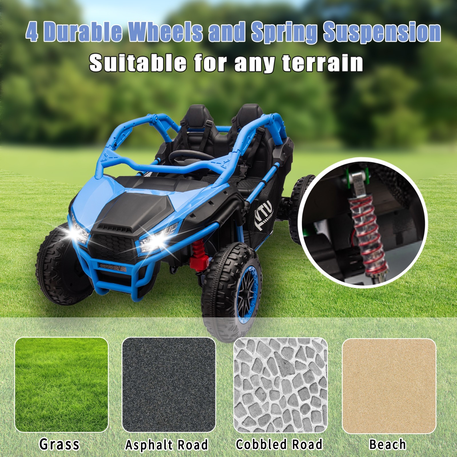 24V Kids Ride on Electric Car UTV w/Remote, LED, Battery Power Wheels,Blue