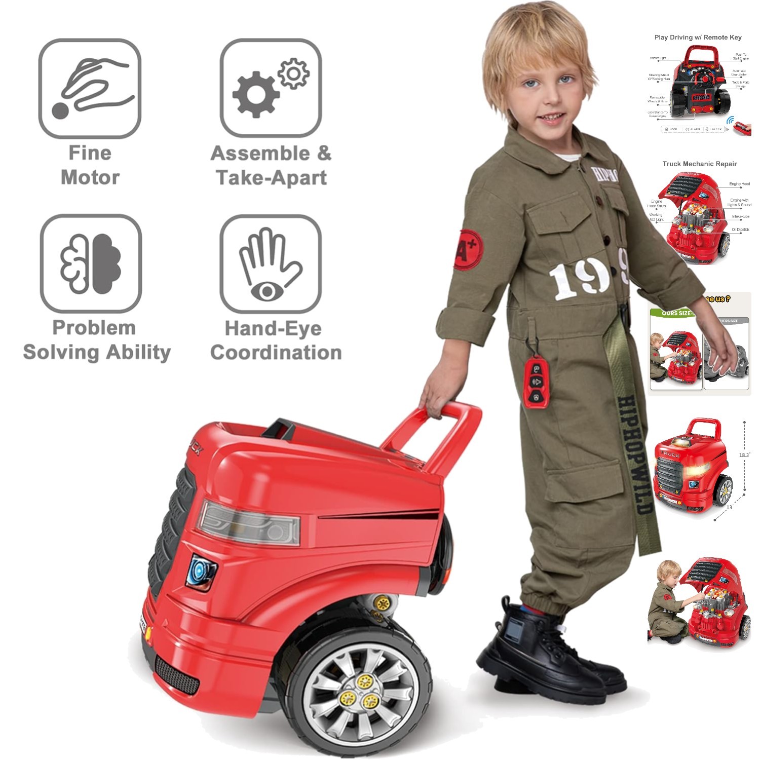 Deluxe Truck Engine Mechanics Set – Perfect Birthday Gift for Boys 4-8