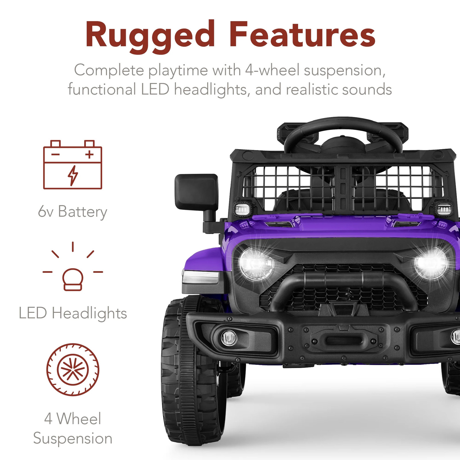 6V Kids Ride-On Truck Car W/ Parent Remote Control, 4-Wheel Suspension, LED Ligh