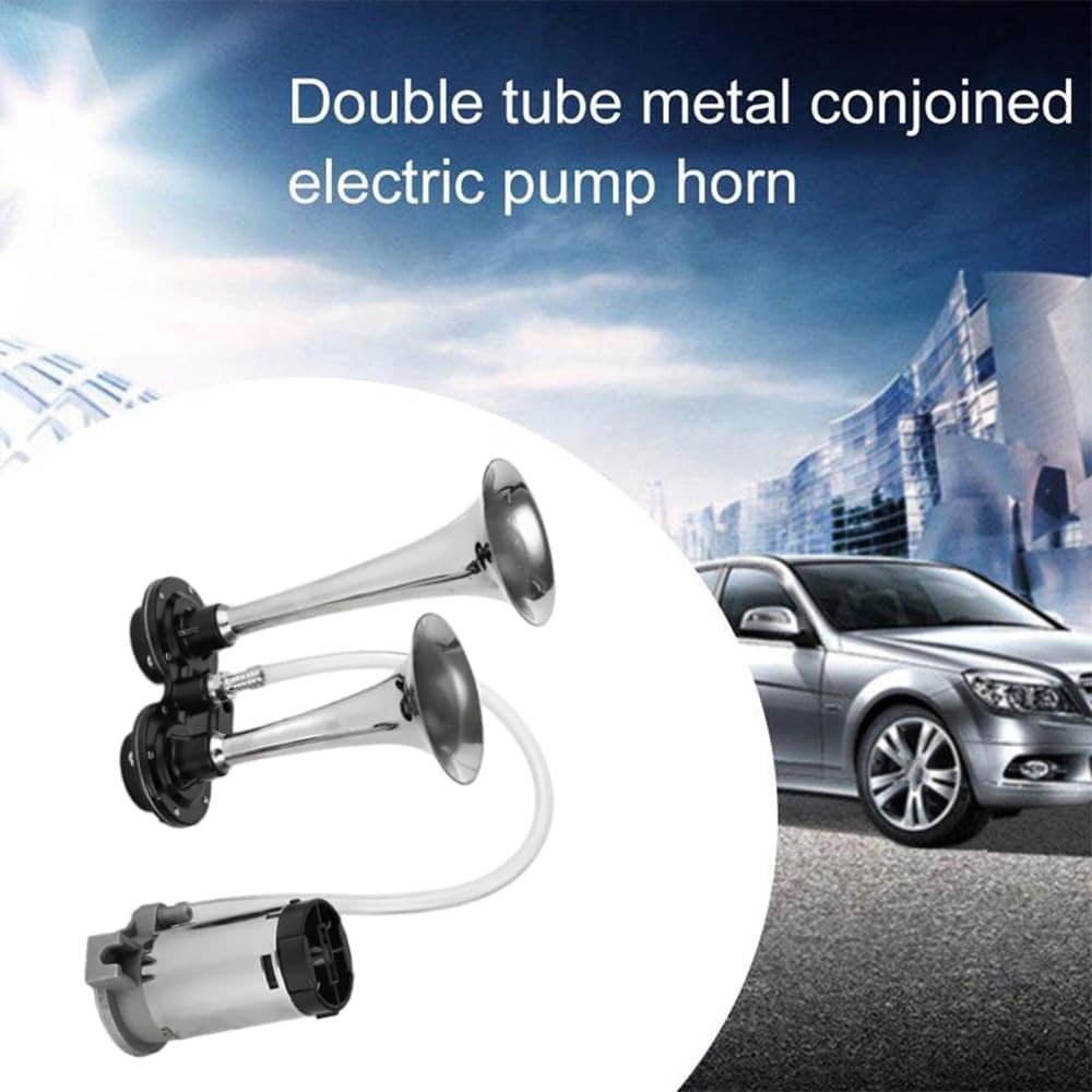 178DB 12V Double Tube Metal Car Horn Electric Auto Air Horn Super Loud Raging…