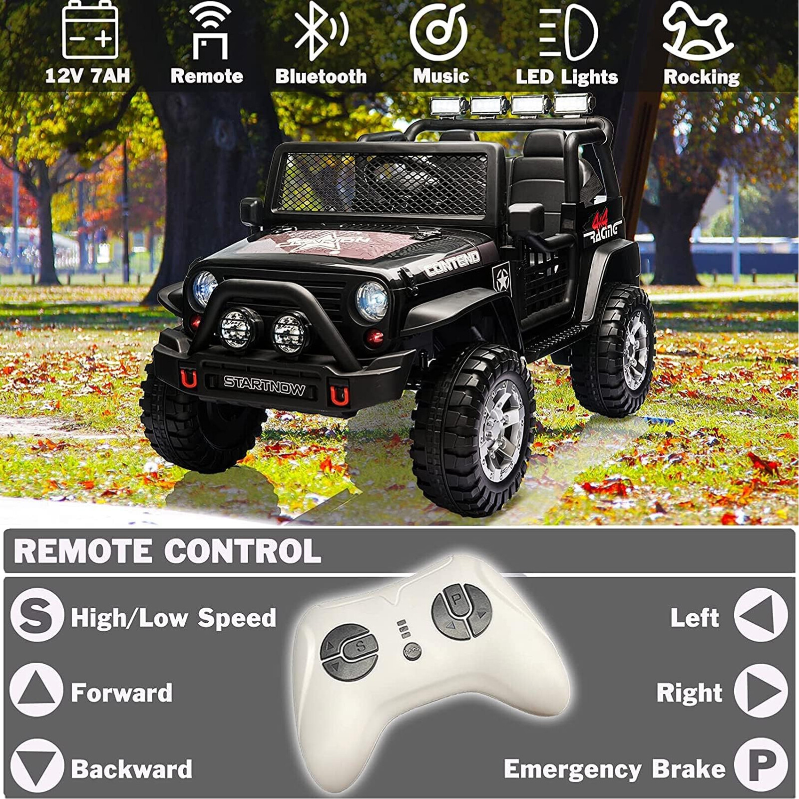 Electric Kids Ride on Truck Car Jeep Toys w/ USB MP3 LED 2.4G Remote Control US