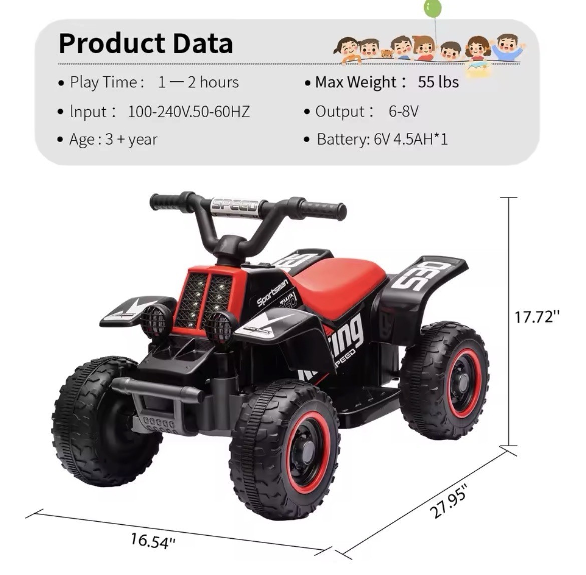6V Kids Ride-On ATV – Electric 4-Wheeler Quad