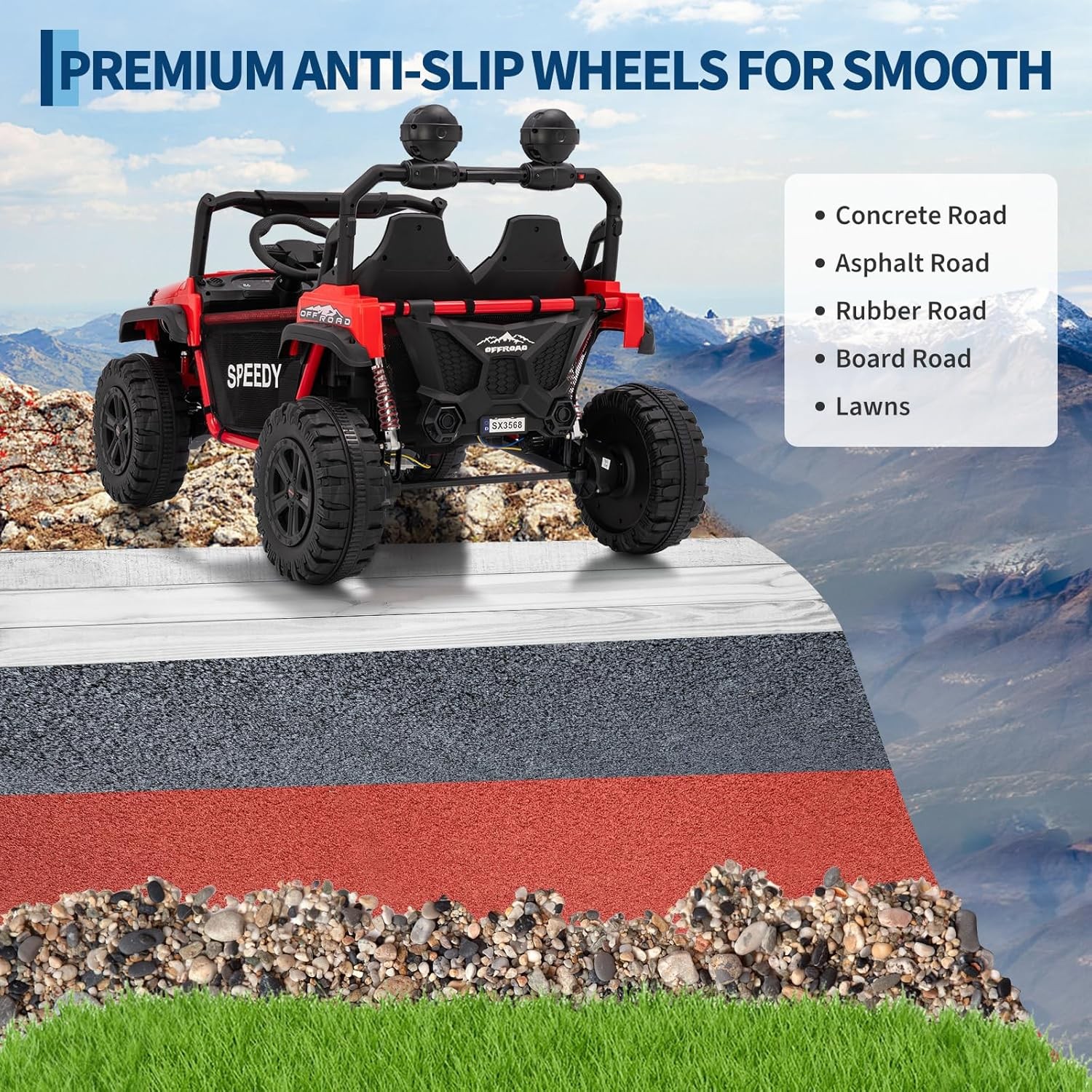 24V 2 Seats Ride On Car 4WD Electric Car Toys 4.97MPH for Kids with Remote