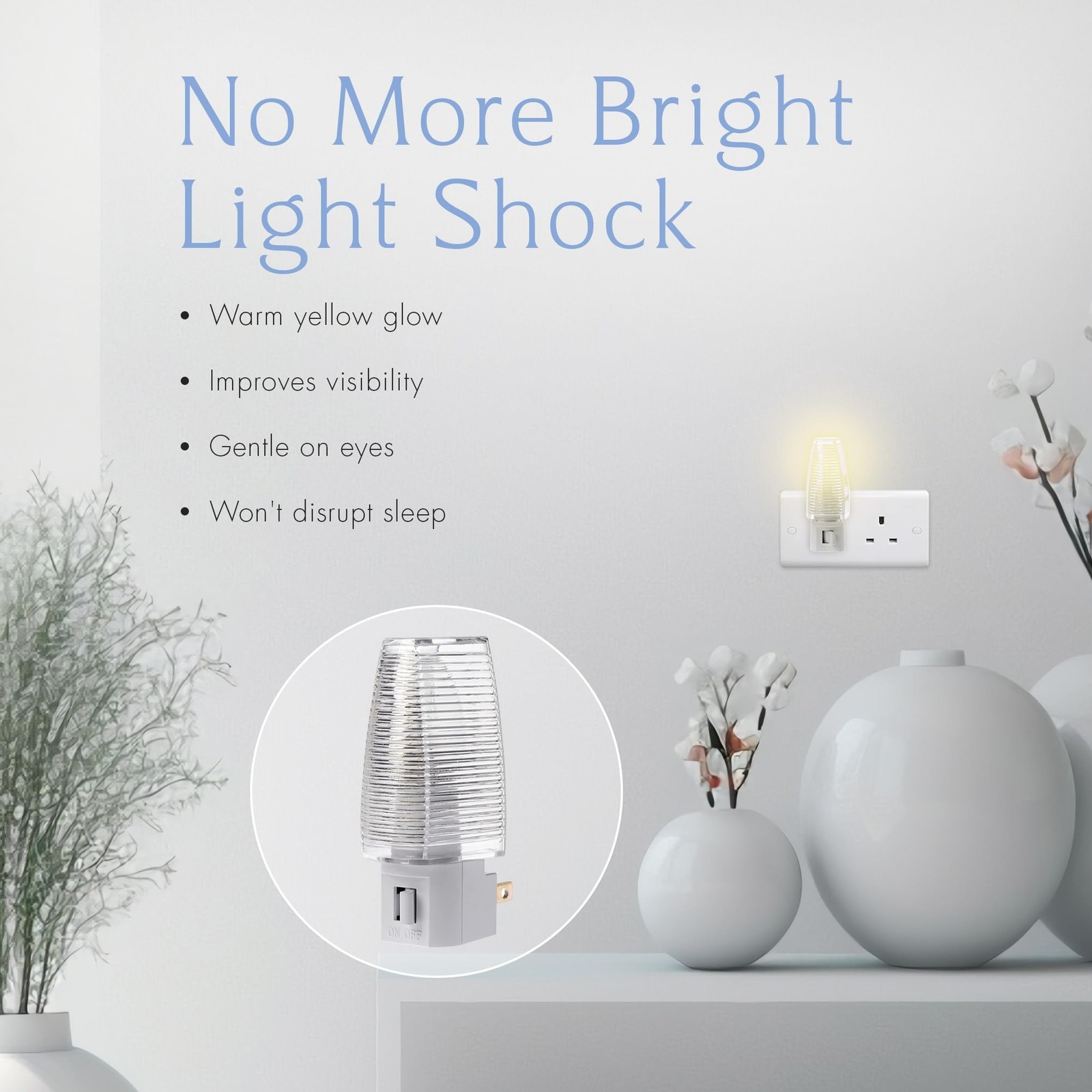 Projectpak Plug in Night Light with Manual On/Off Switch for Hallway, Kid’