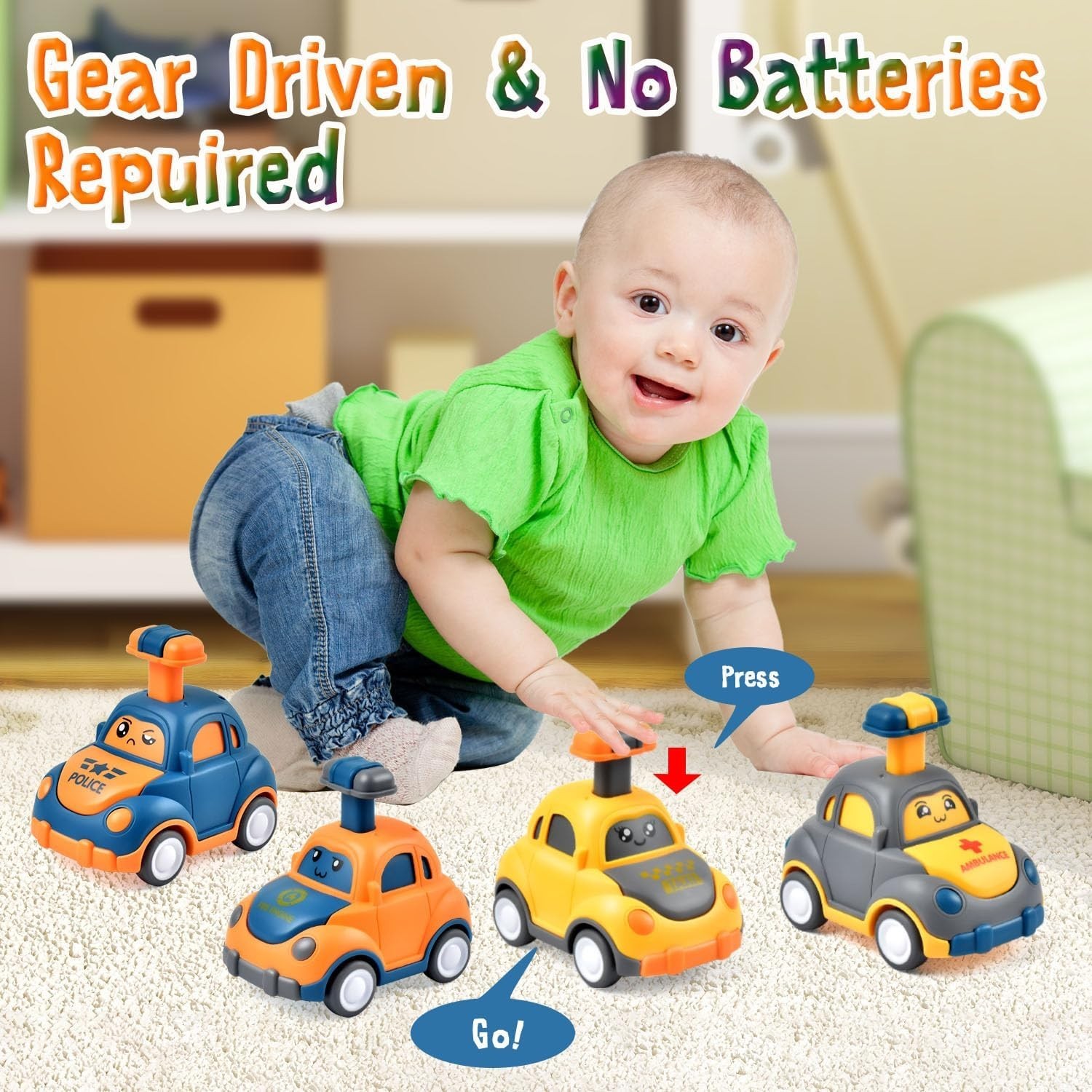 Colorful Non-Toxic Toy Car Set for 2-3 Olds – Perfect First Birthday Gifts
