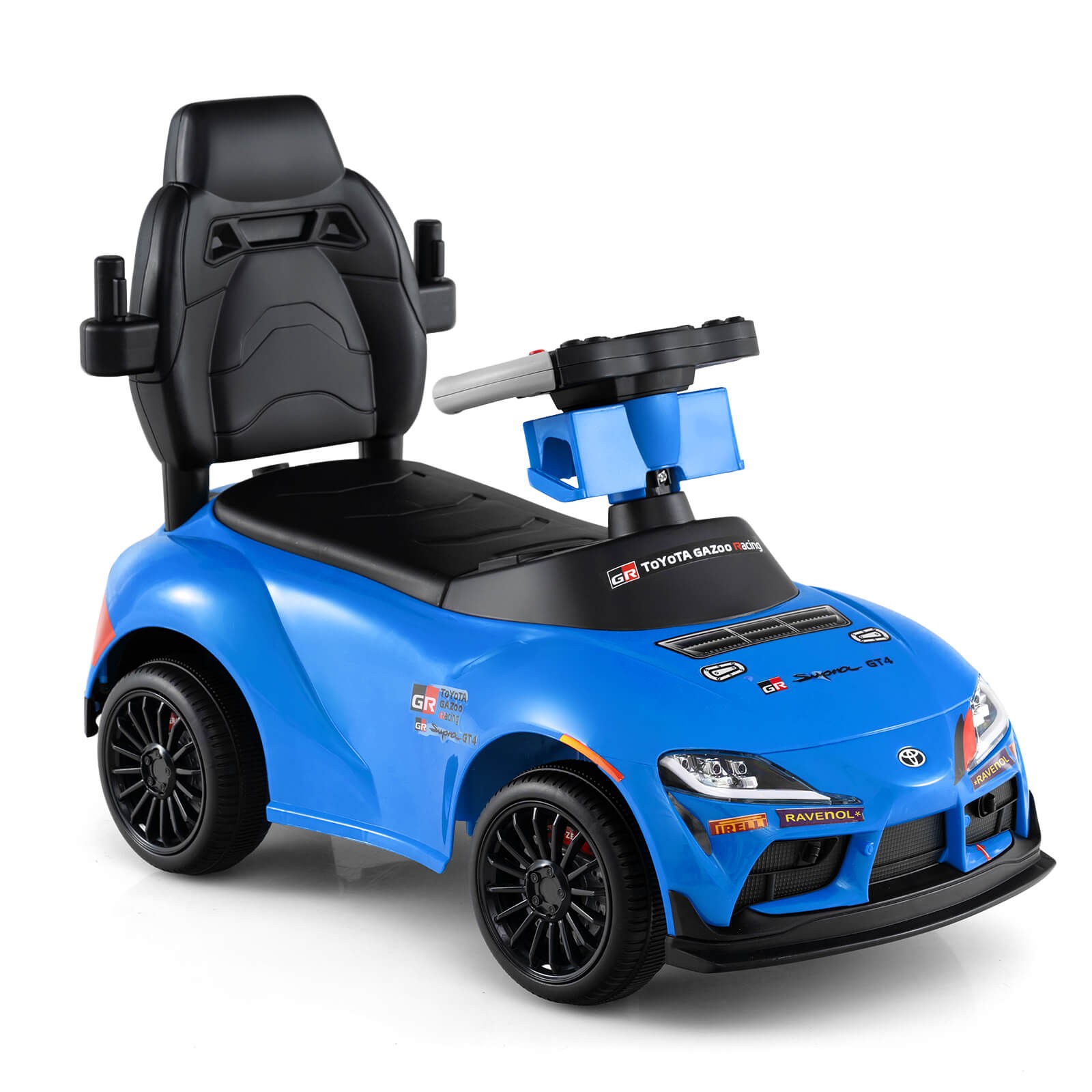 Toyota Licensed Ride on Push Car w/Parent-Control Handle Music Safety Guardrail