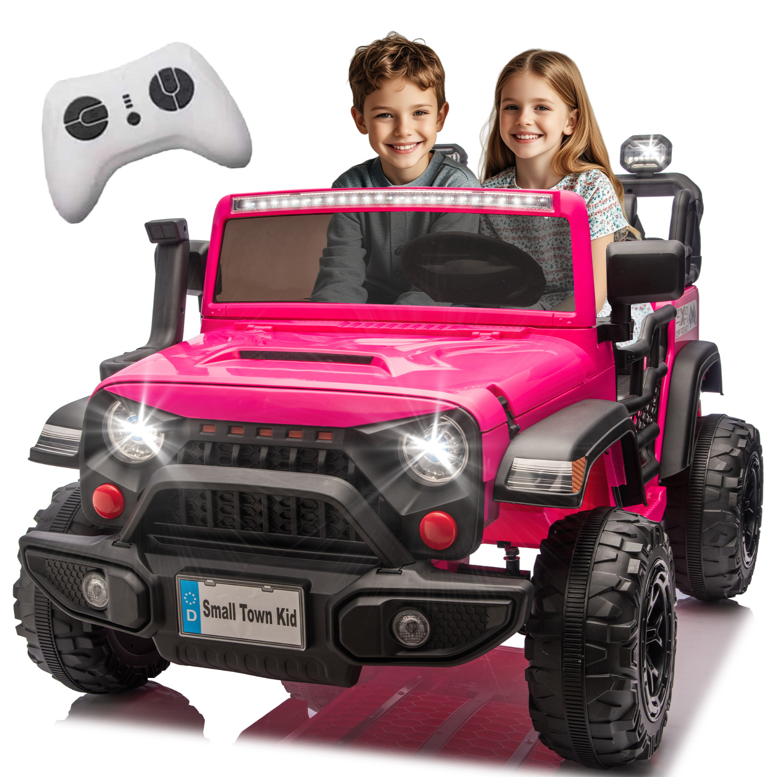 24V 2 Seater Electric Car Ride on Truck for Kids w/Remote,Power Wheels Jeep,Pink