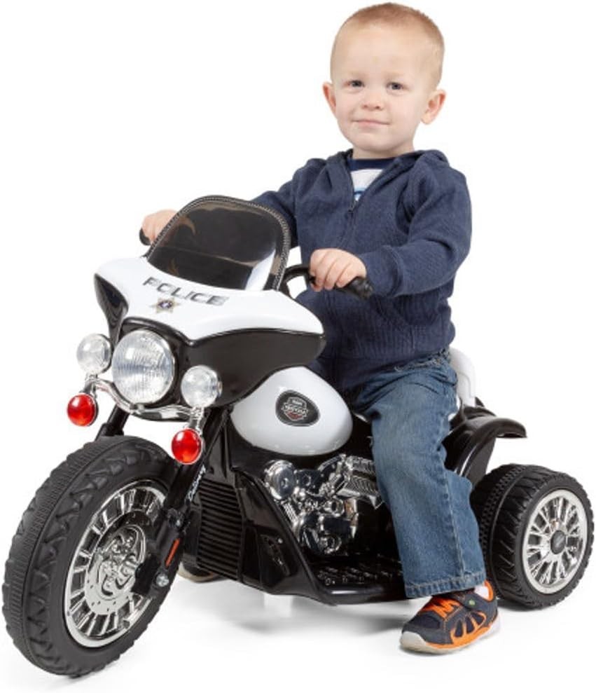 Durable Kids Ride-On Motorcycle with Headlights & Police Decals for Ages 3-6