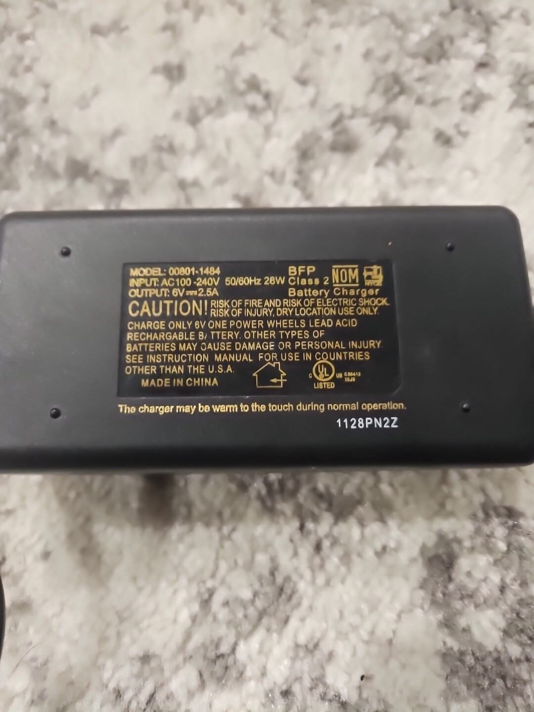 POWER WHEELS FISHER PRICE 6 VOLT QUICK BATTERY 6V 2.5A FAST CHARGER 00801-1484