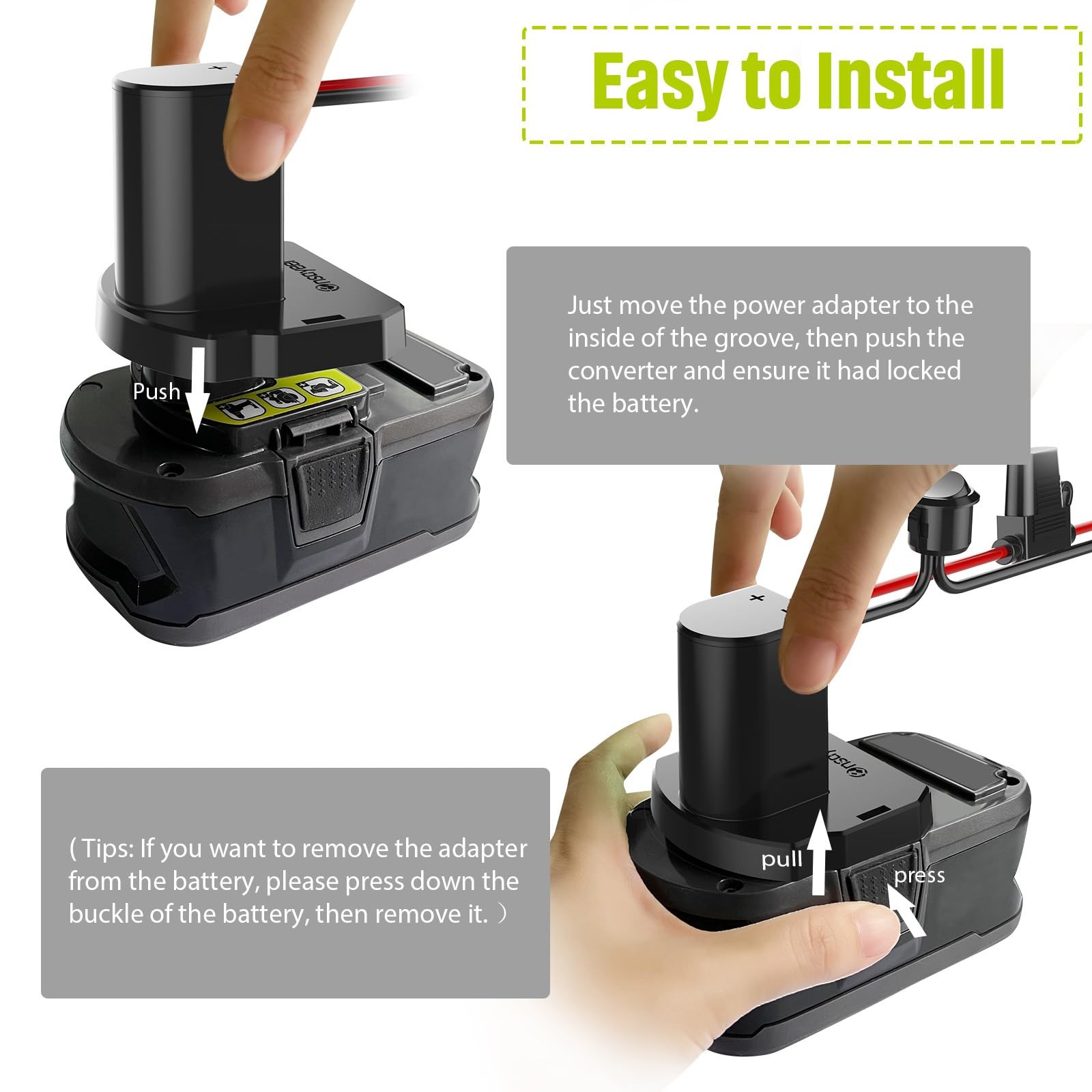 Power Wheel Adapter with Fuse&Switch, Secure Battery Adapter for 18V ONE+ Lit…
