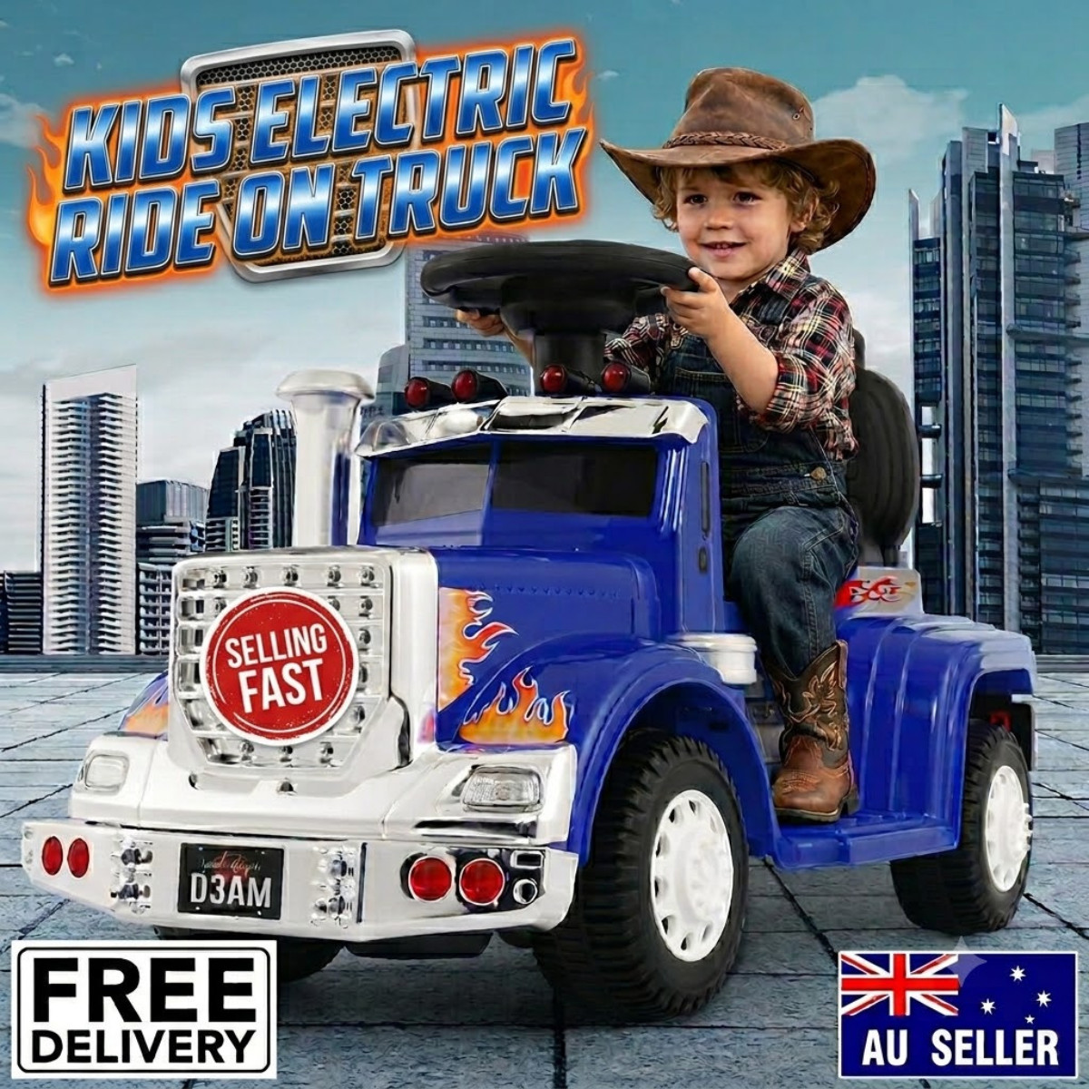 Blue 6V Electric Ride On Motor Truck for Kids Toy Vehicle