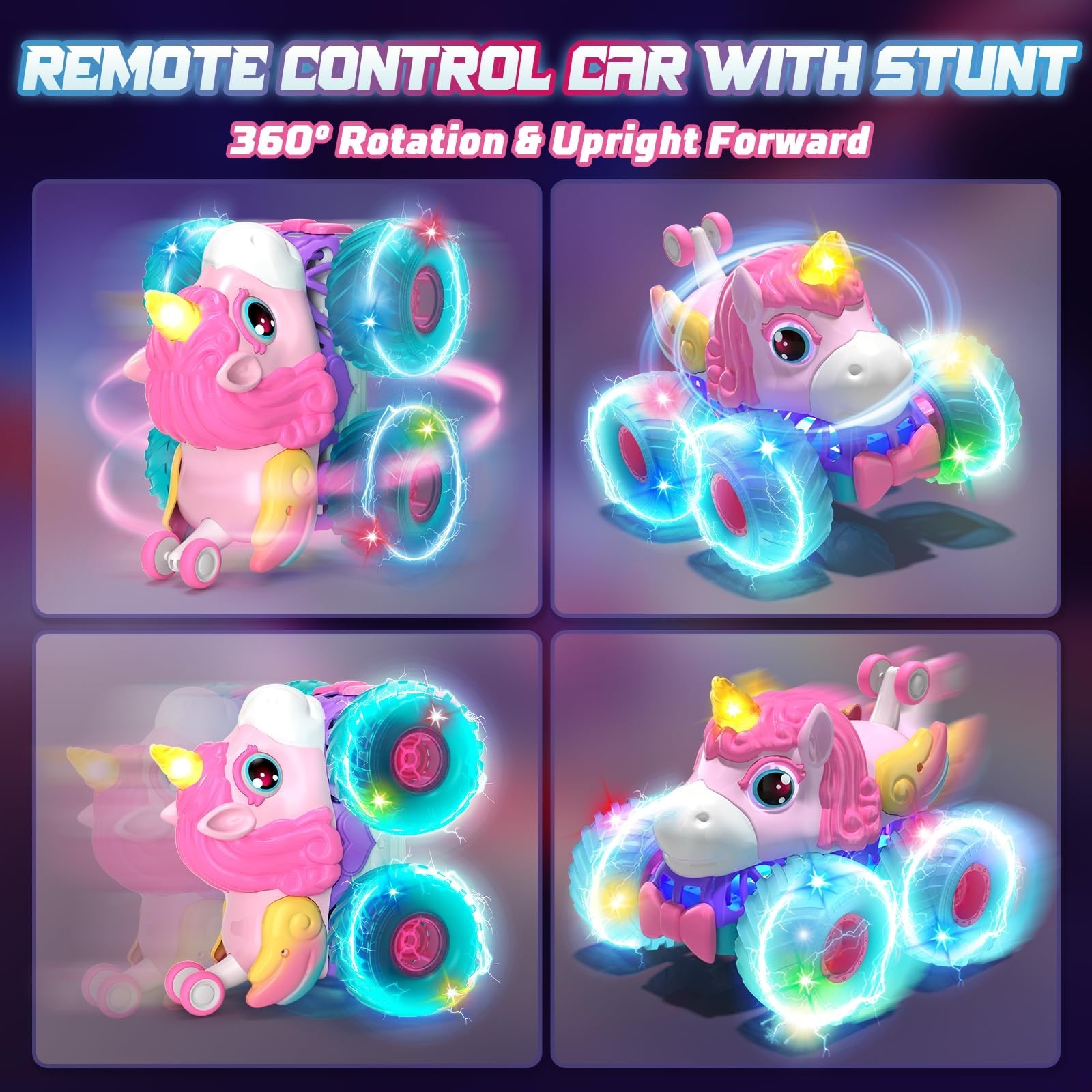 Lehoo Castle Remote Control Car for Girls 360° Rotating, Unicorn Monster Tr