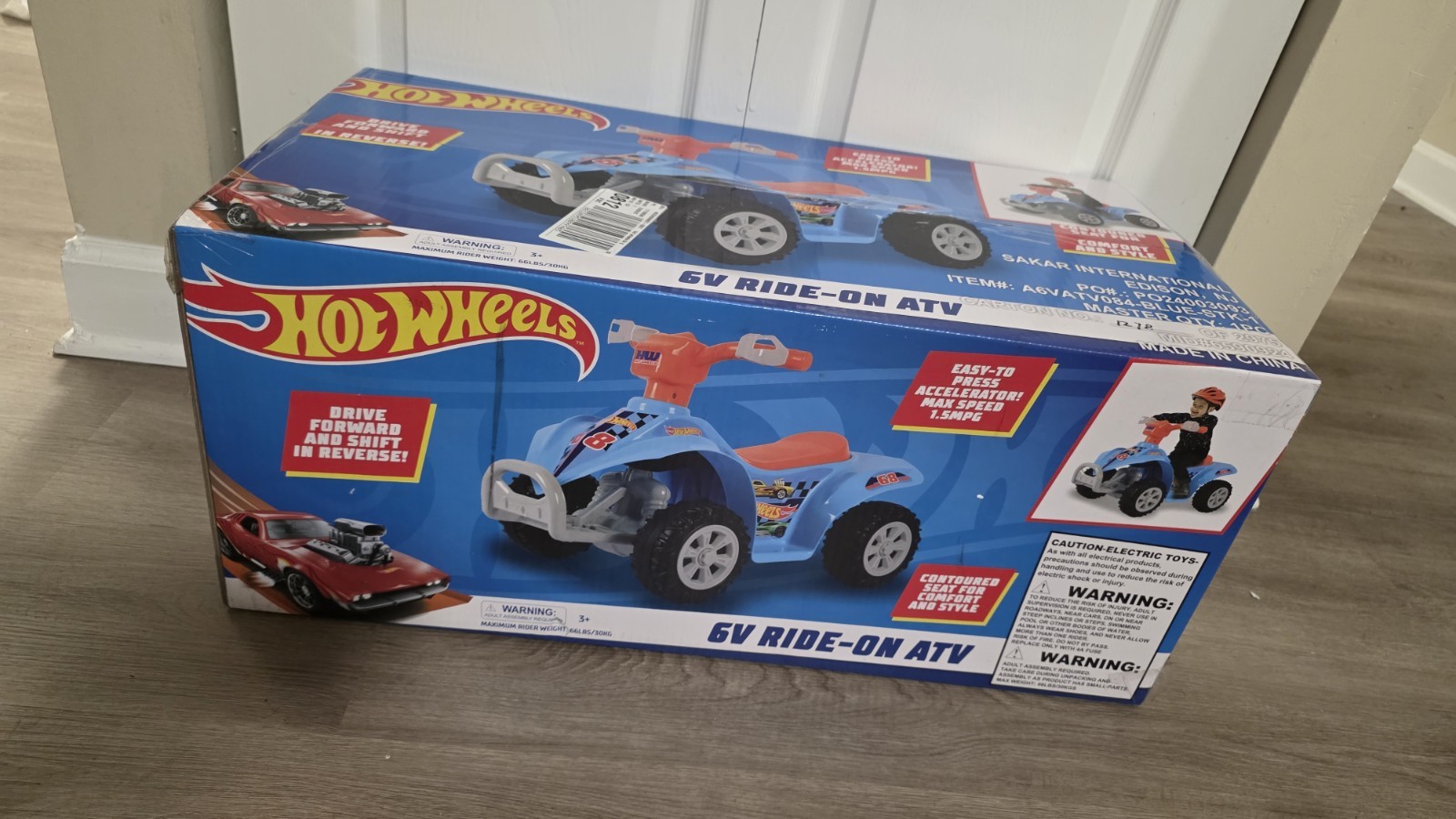 Hot Wheels 6V Battery Powered Ride-On ATV Kids Quad Blue/Orange (Ages 3-7)