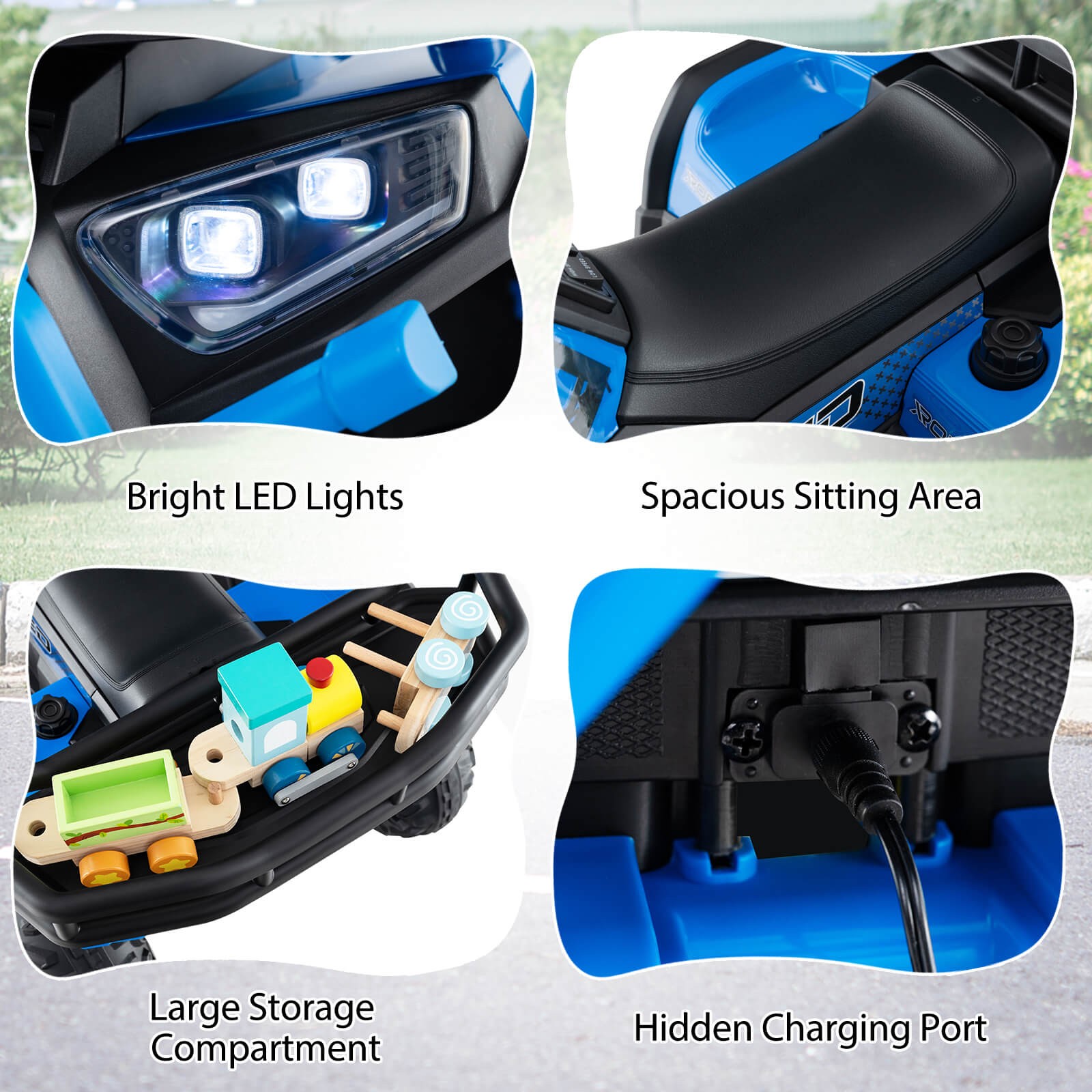 24V Kids Ride on Electric ATV Car Toy w/ Spring Suspension & LED Lights USB