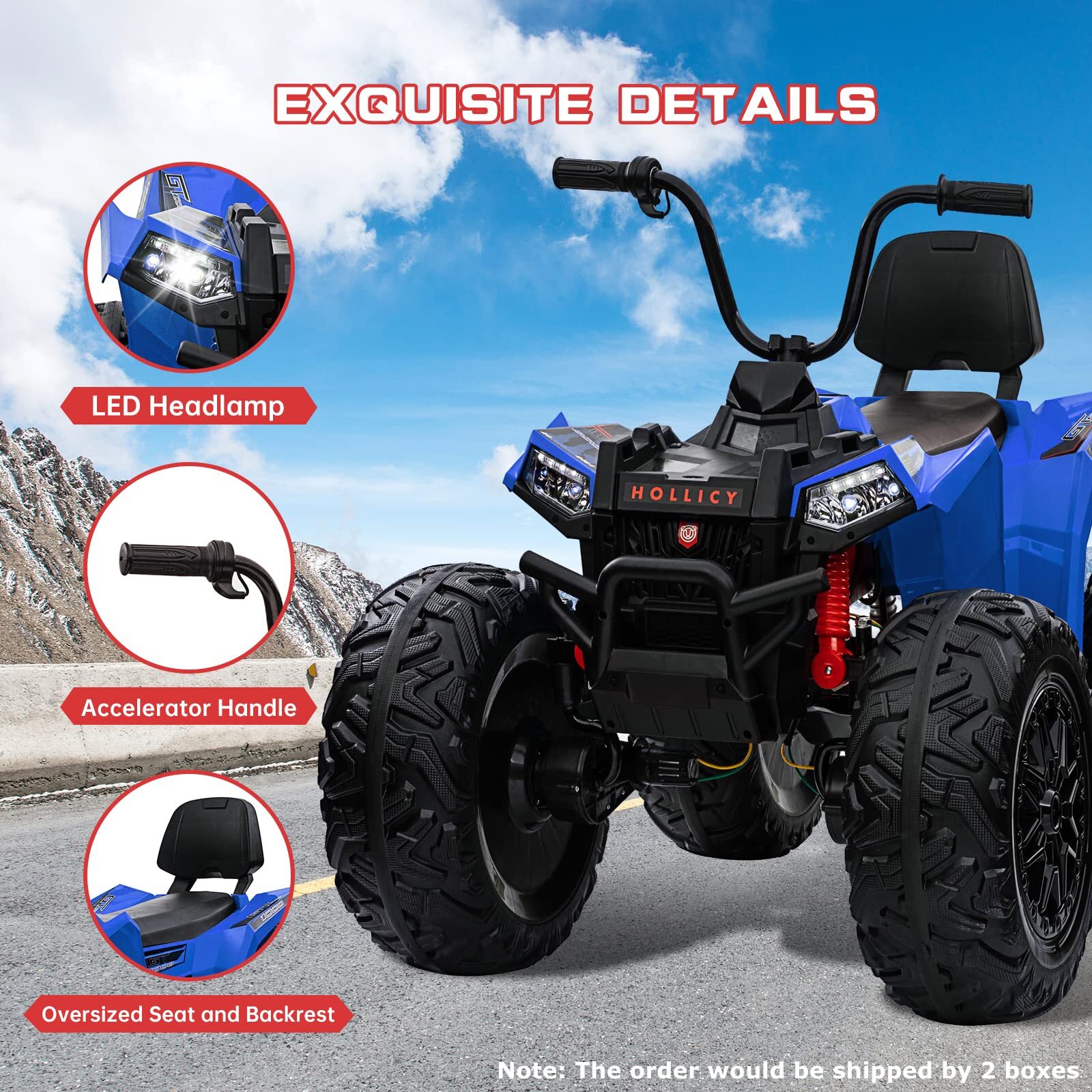 Kids ATV Car, 24V Ride On Car 4WD Quad Electric Vehicle, 4x80W Powerful Engine