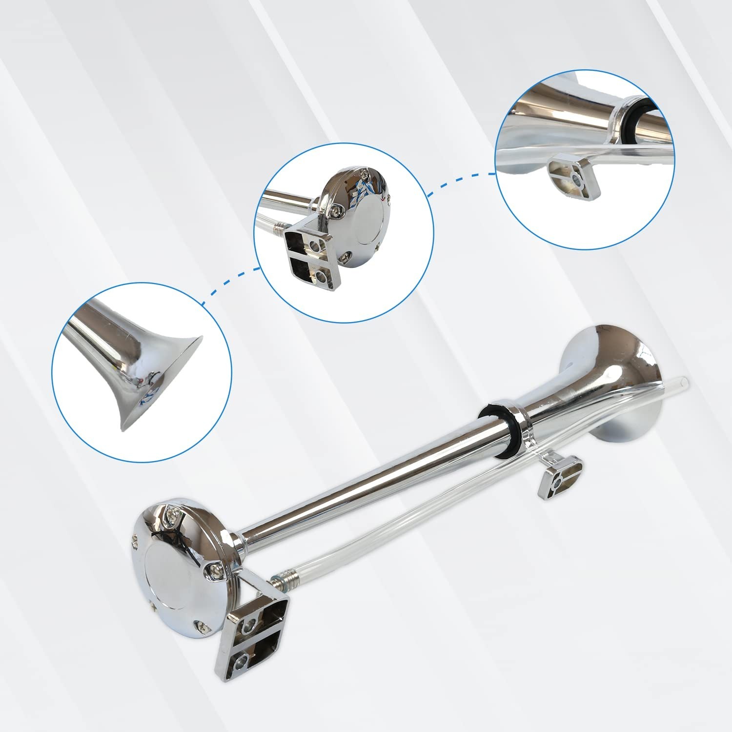 12V 150DB Air Horn,Chrome Zinc Single Train Trumpet Truck Air Horn with Compr…