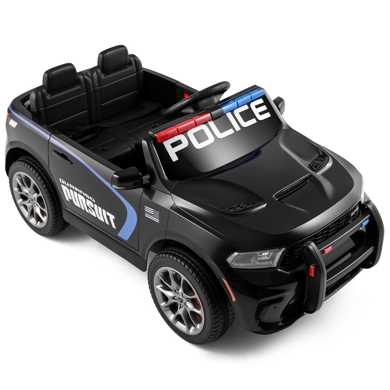 12V Battery Kids Ride On Police Car Dodge Durango SUV Music,LED,Bluetooth,Remote
