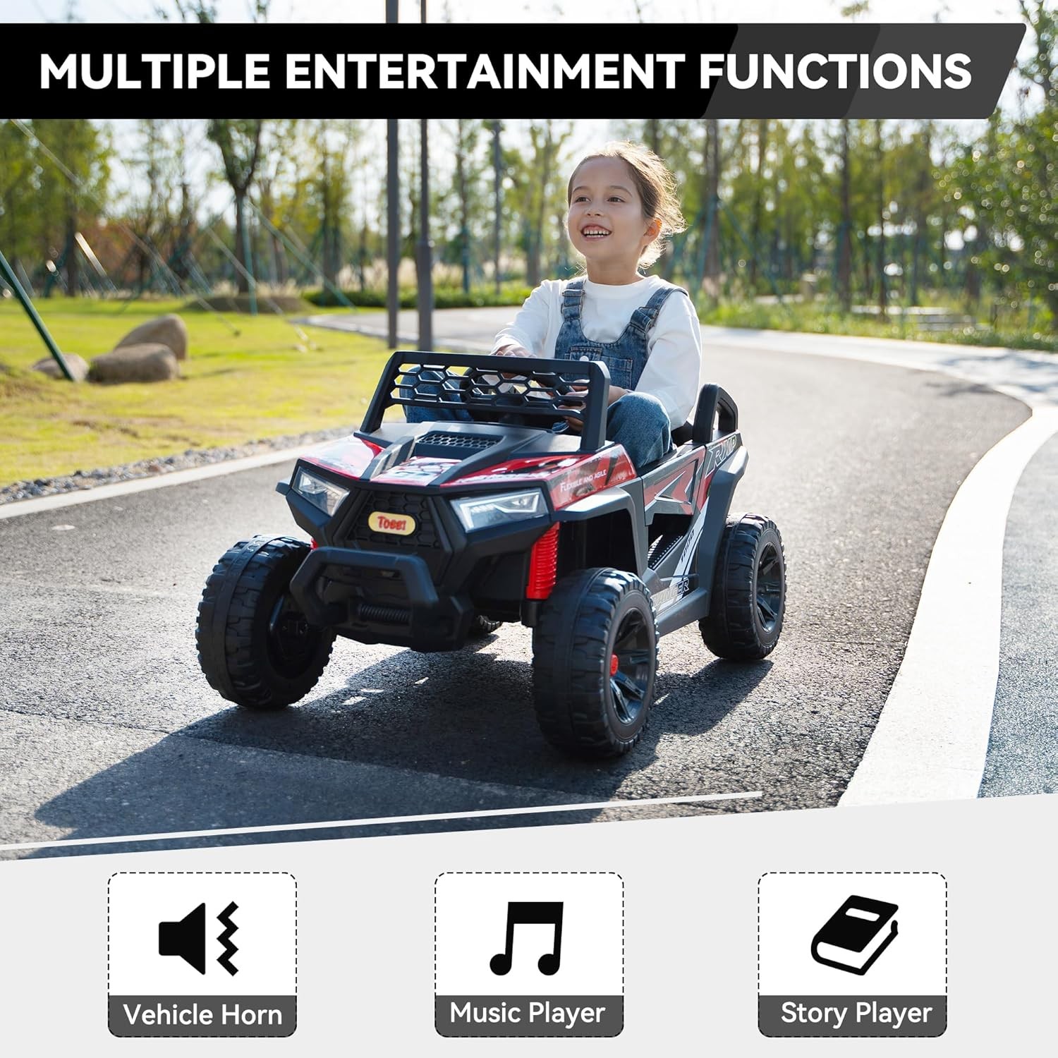 12V Kids Electric Ride on Off-Road UTV Battery Powered Truck with LED Headlights