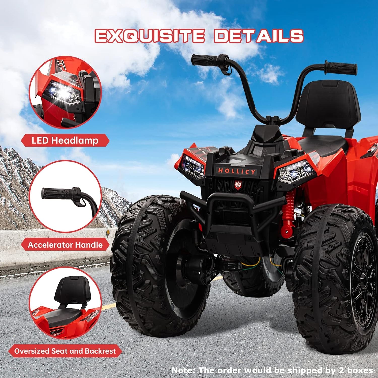 Kids ATV 24V Ride on Car 4WD Quad Electric Vehicle 4x80W 7AHx2 Battery LED Toy