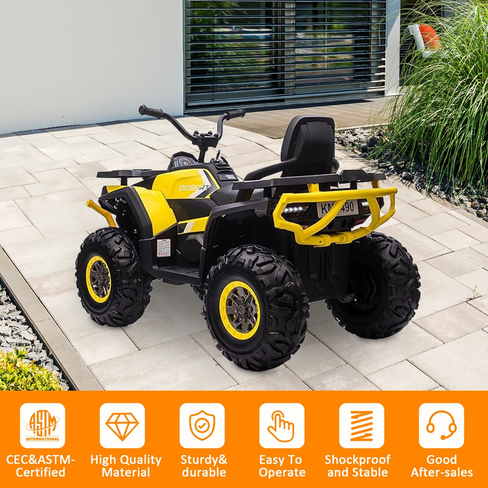 VILOBOS Ride On ATV Powered Kids Car Toy 12V Battery 4-Wheeler Music Light Boys