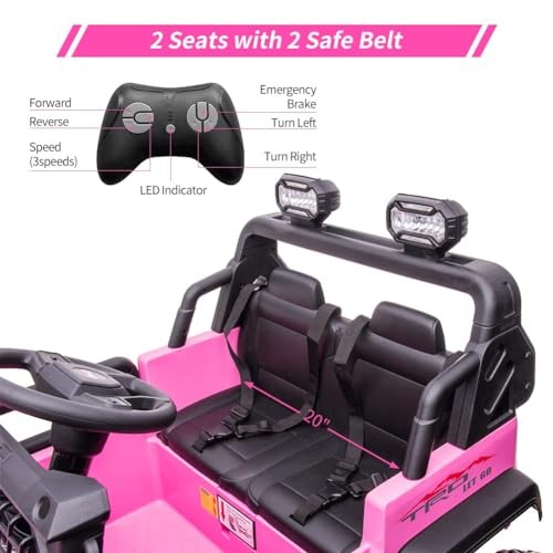 Kids Ride on 2 Seaters Electric Car with Remote Control – 24V – 2*120W – Pink