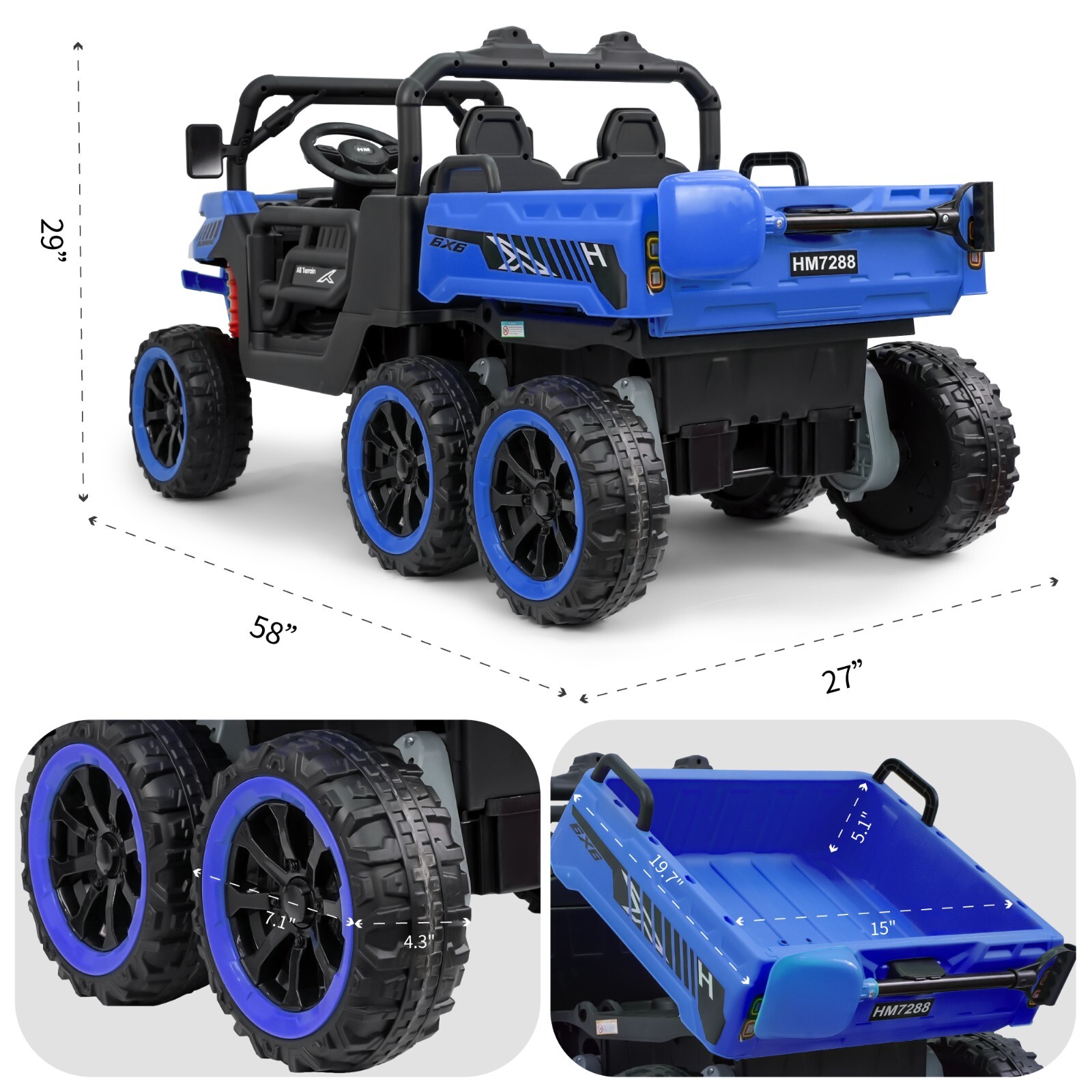 24V Kids Electric Car Ride on Dump Bed Truck Battery Power Wheels Toy w/Remote