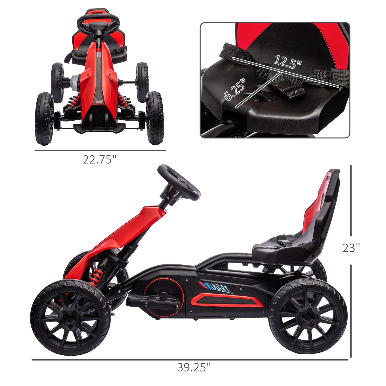 12V Electric Go Kart for Kids w/ Adjustable Speed, Red