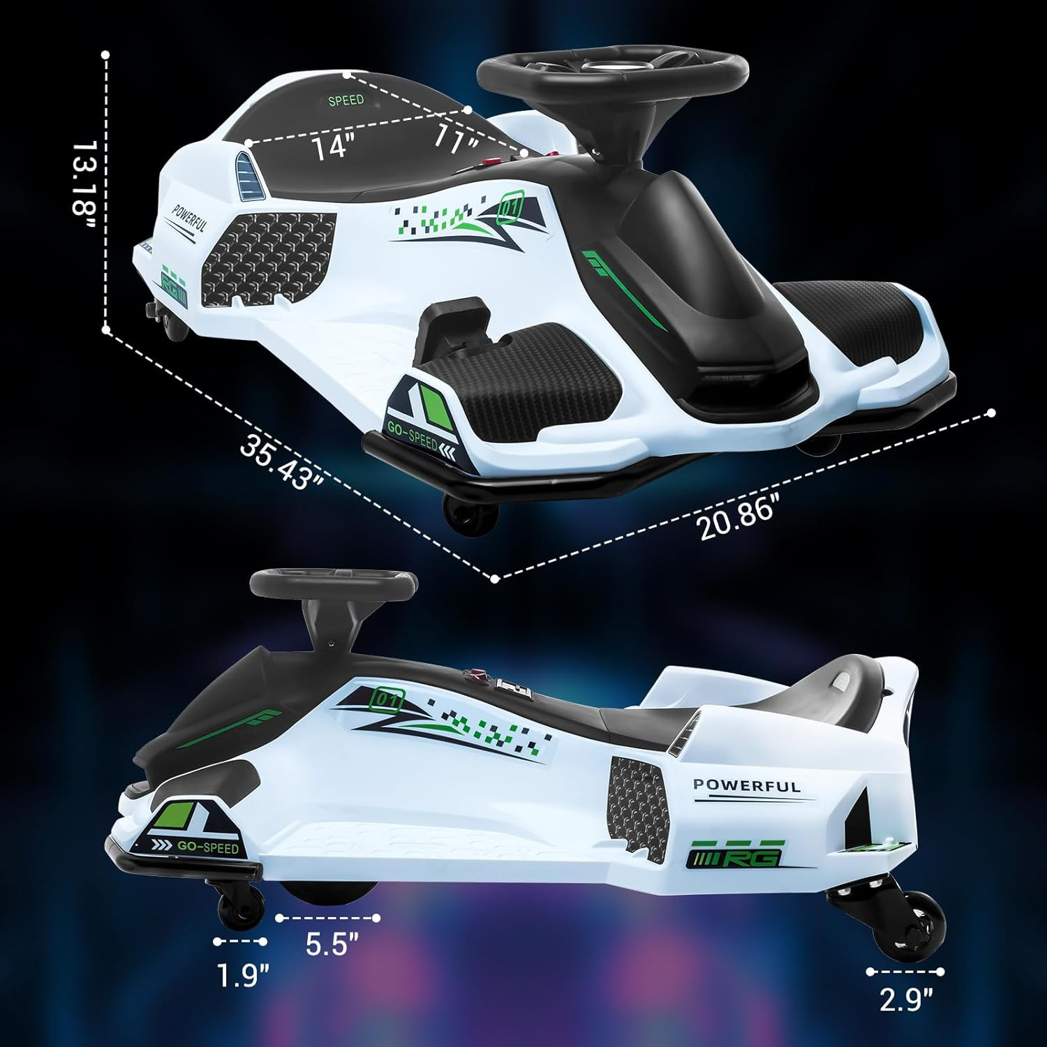 24V Ride on Drift Car for Kids,7Ah Battery 180W Brushless Quieter Motor Electric