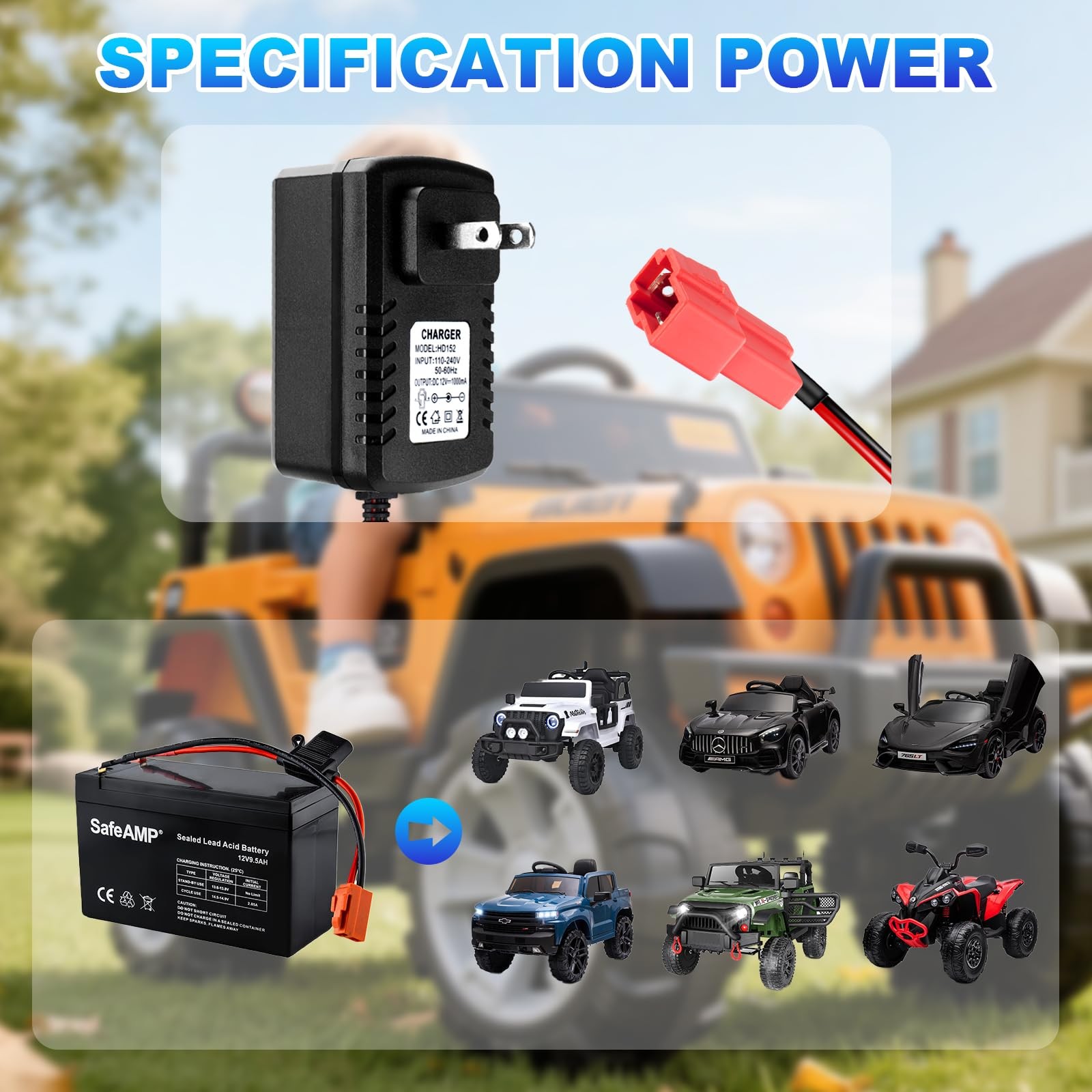 12V Battery Charger for Kids Ride On Toys, 12V Kids Ride On Car Charger for K…