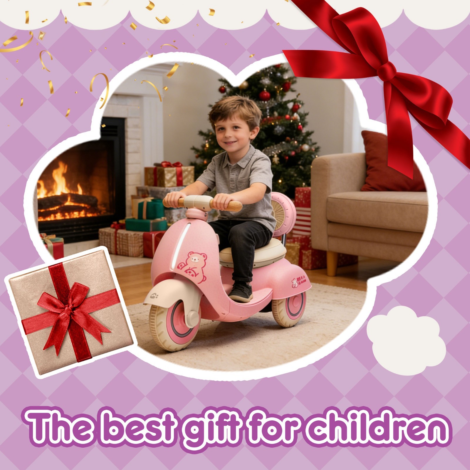 12V Kids Ride On Electric Motorcycle w/Remote, 3-Wheel Scooter for Toddler 1-3