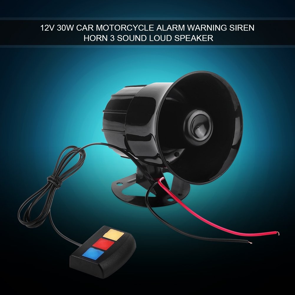 Motorcycle Horn,12V 30W Car Motorcycle Alarm Warning Siren Horn 3 Sound Speaker