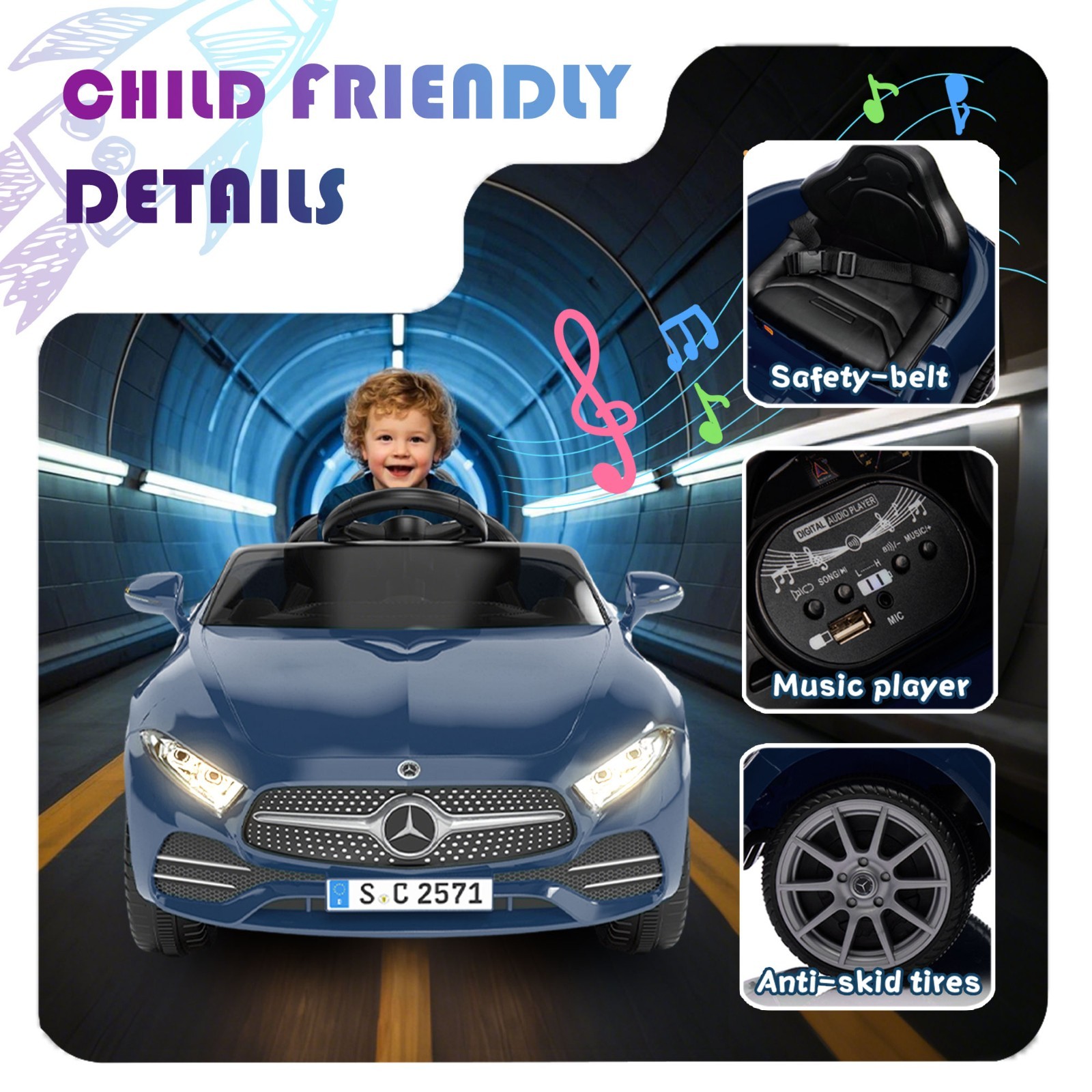 12V Kids Electric Car Ride on Toy w/Remote, Battery Power Wheels for Girls Boys