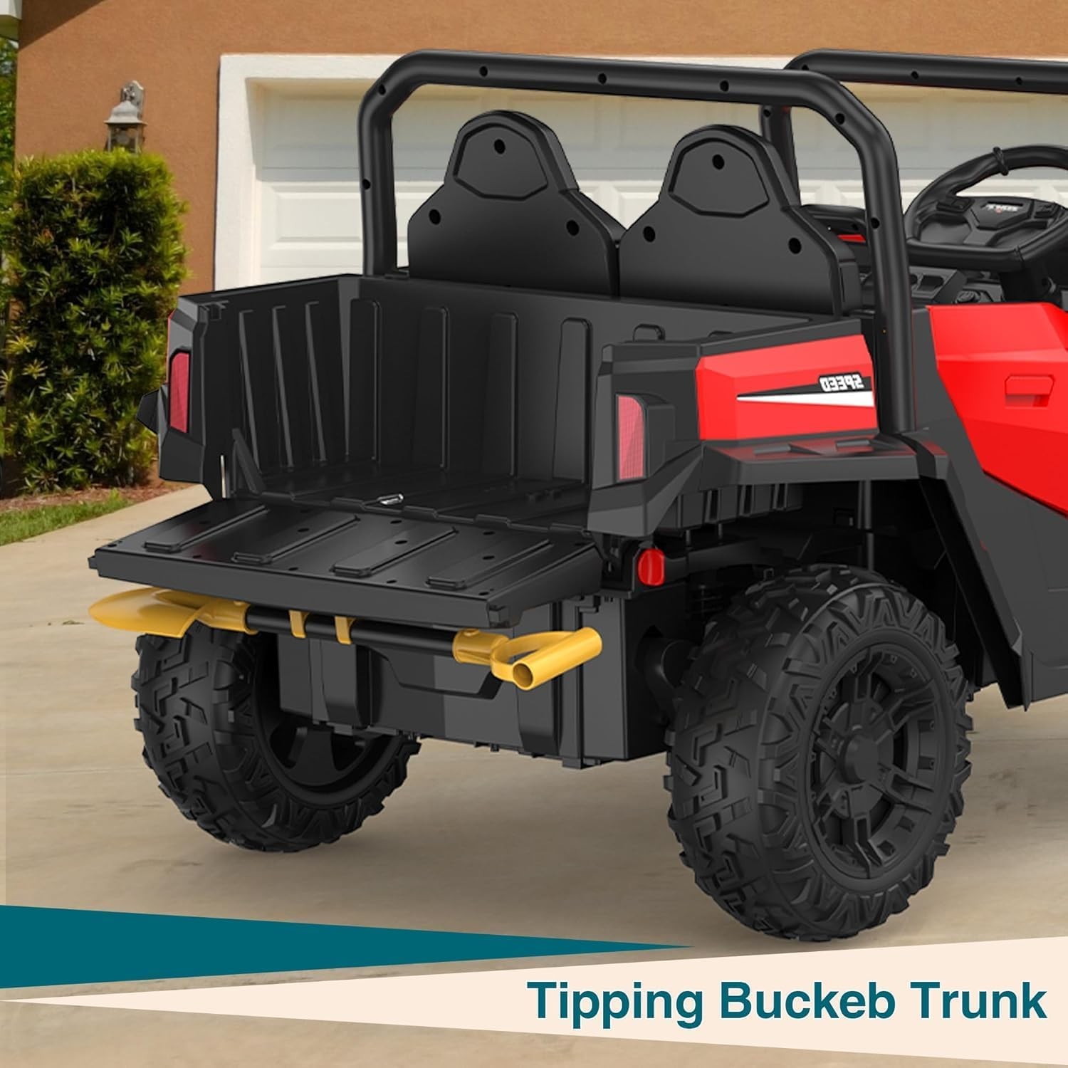 24V Ride On Truck for Kids w/ Remote, 4WD, LED Lights,Bluetooth,Dump Bed,2 Seats