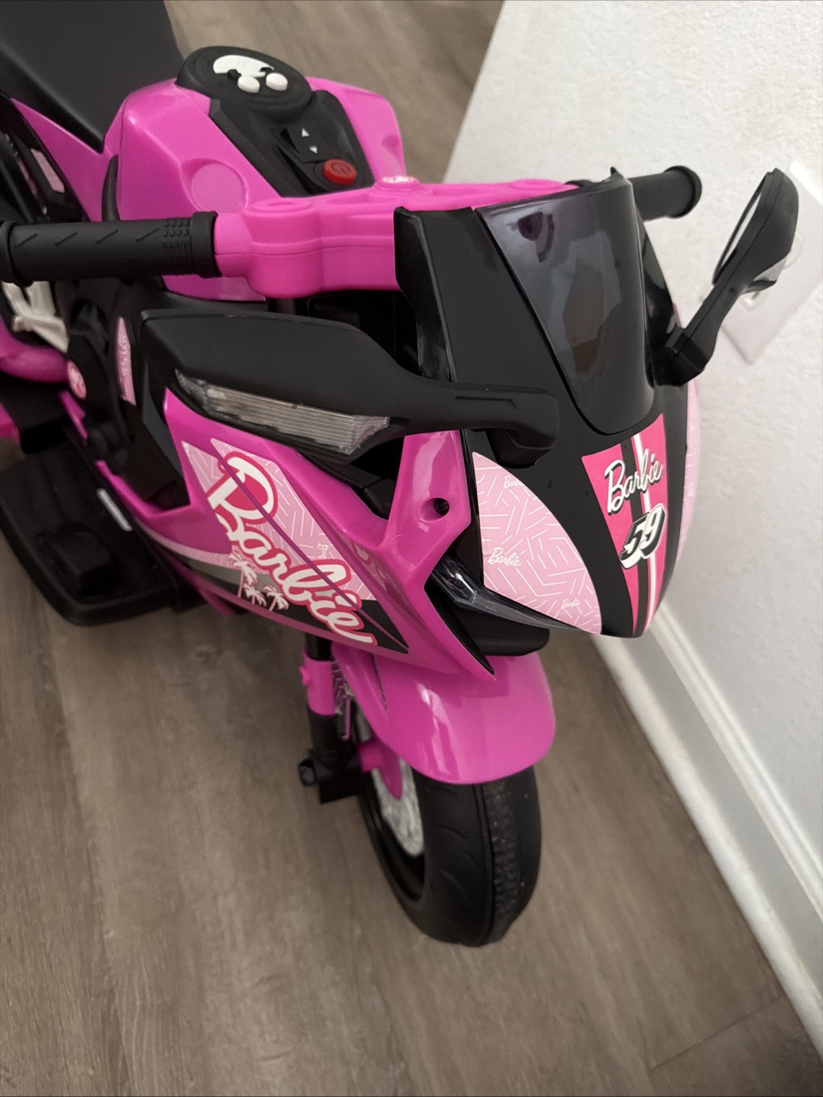 6V Barbie Motorcycle Ride on, Max 1 mph, for Kids Ages 3+ Years, by Flybar