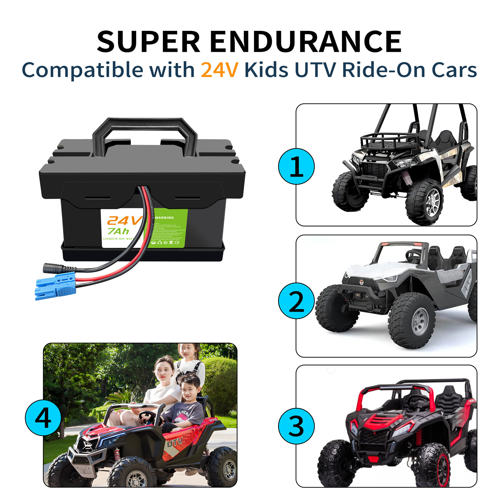 24V 7Ah Lithium Battery for Dynacraft Realtree 24V Kids Ride-On Cars & Toys