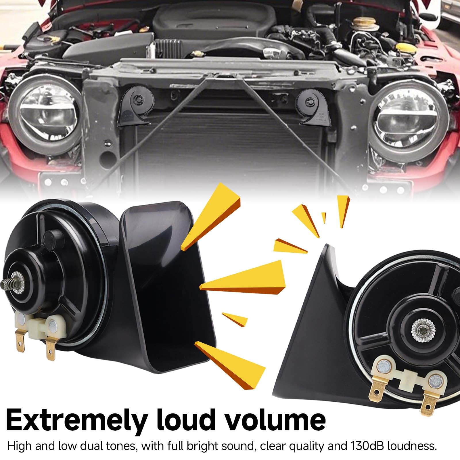 12V Super Loud Electric Snail Train Air Horn Kit Wire Button Waterproof Black