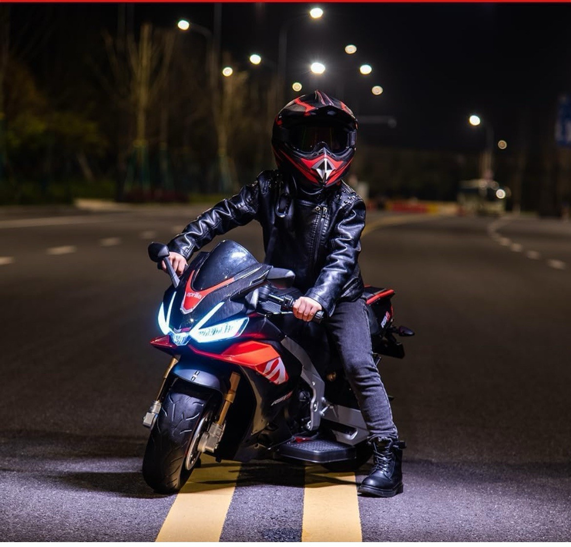 Aprilia Licensed 24V Kids Electric Motorcycle, Speed Up to 10mph w/ Side Wheels