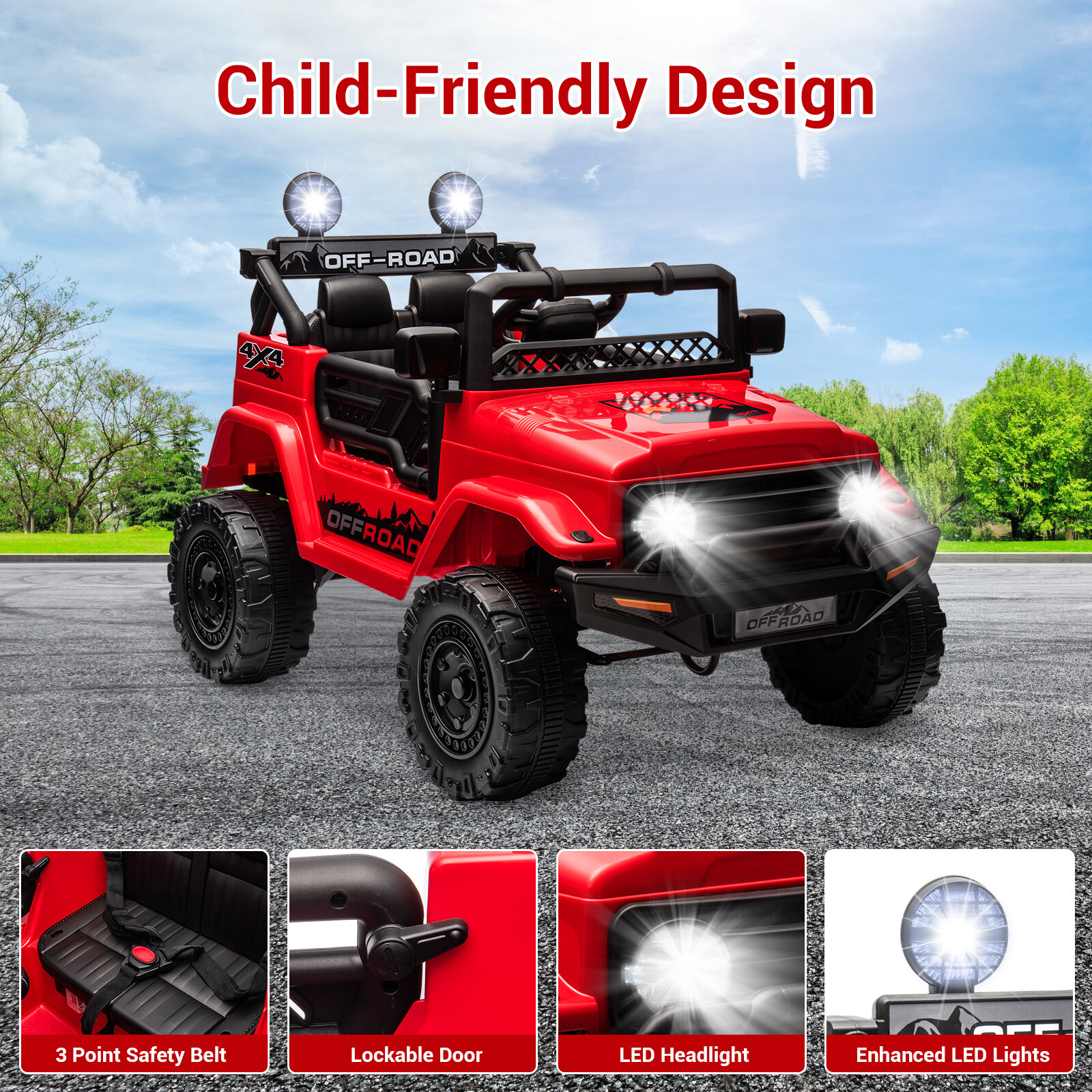 12V Kids Ride On Car 2 Seater Electric Vehicle Toy Truck Jeep w/Remote Control
