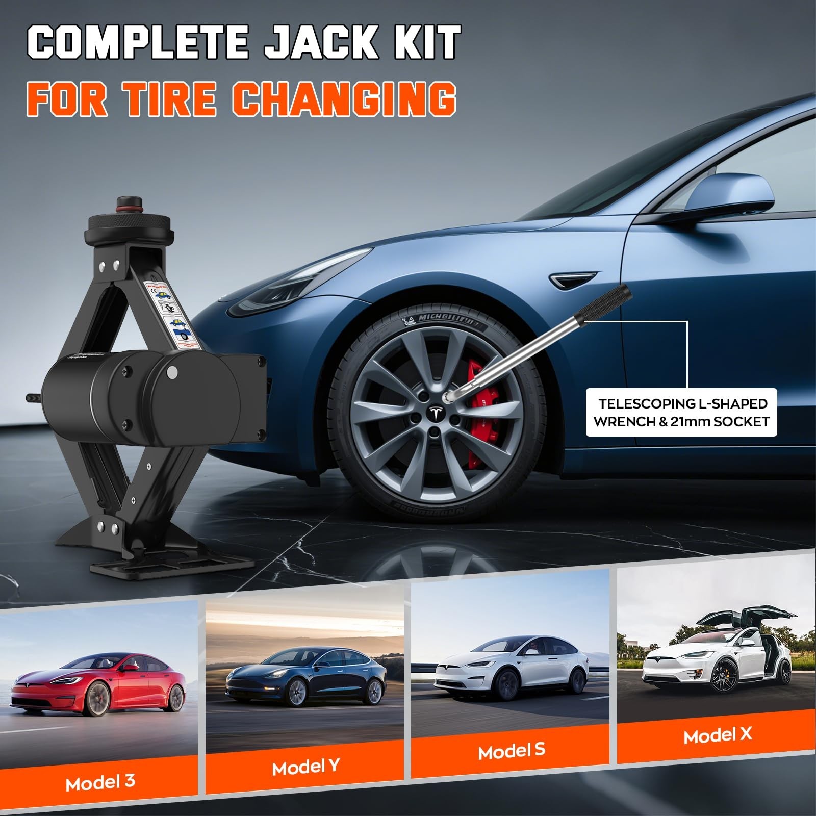 Electric Car Jack for Tesla, Portable 12V 2 Ton Tesla Tire Repair Tools, Elec…