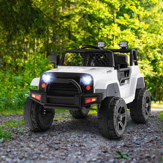 12V Kids Ride On Truck w/ Remote Control & LED Headlights – White
