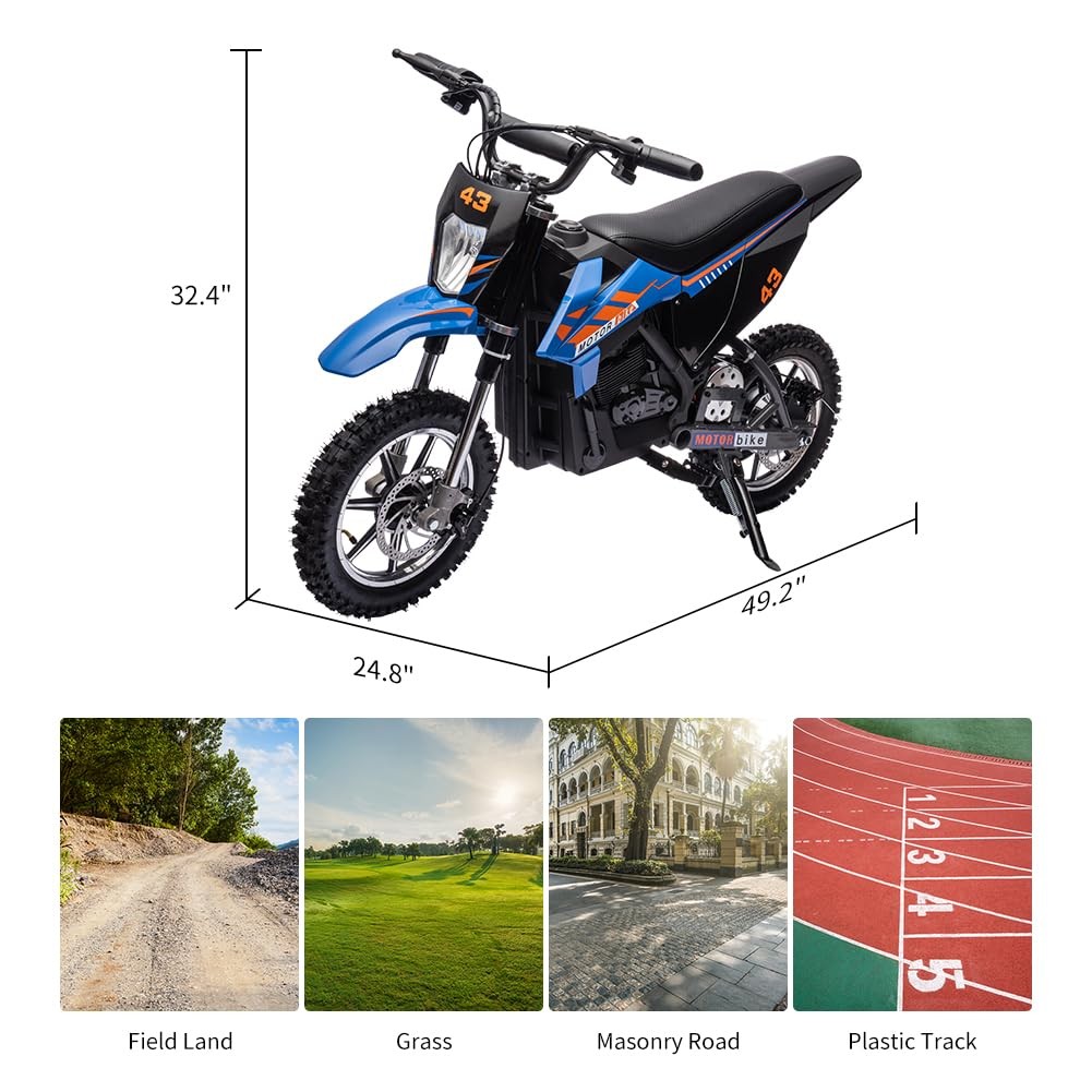 36V Ride On Dirt Bike for Teens ,15.5MPH Electric Off-Road Motorcycle ,LED Light