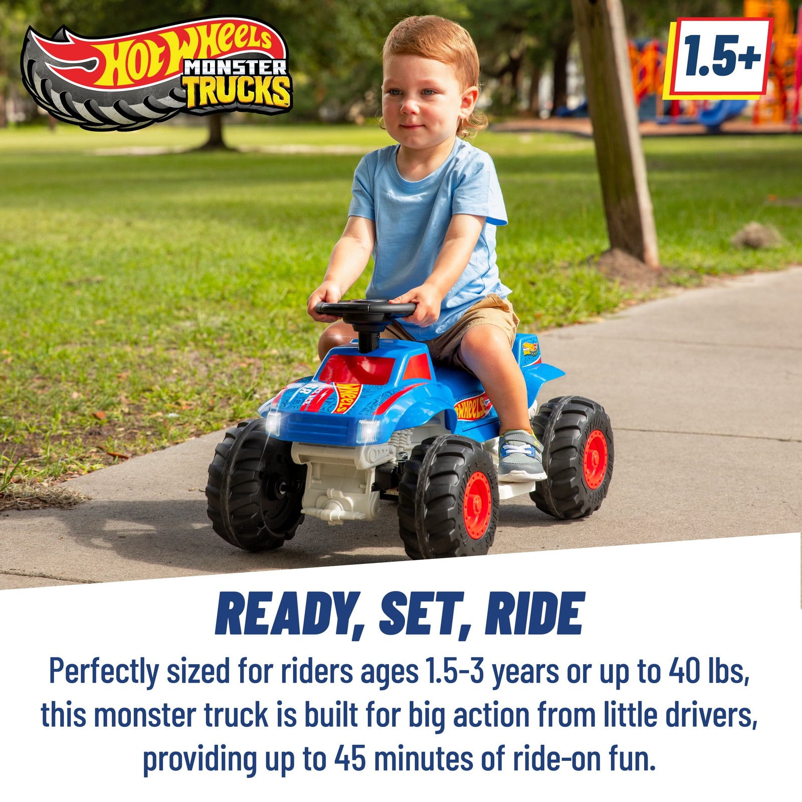6V Monster Truck Ride-On for Toddlers, Blue/Red, Electric, Ages 1.5-3 Years, Max